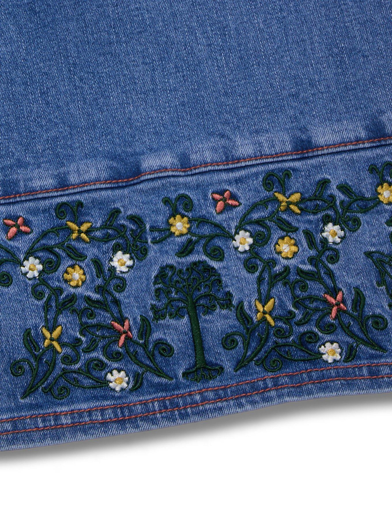 The Lord of the Rings Embroidered Women's Plus Size Denim High-Waisted Wide Leg Jeans - BoxLunch Exclusive, DENIM, alternate - view 4