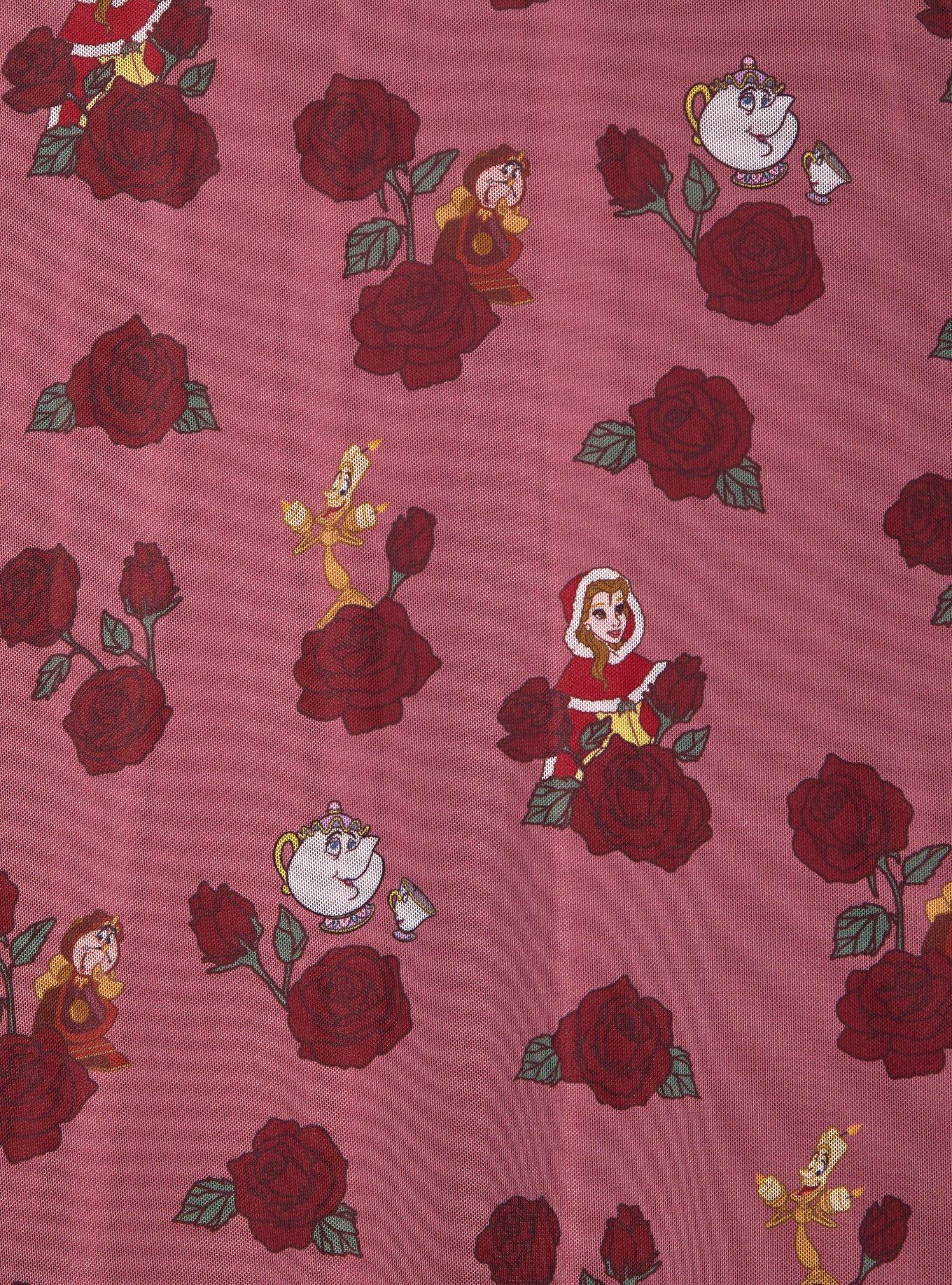 Disney Beauty and the Beast: The Enchanted Christmas Allover Print Midi Skirt - BoxLunch Exclusive, RED, alternate - view 4