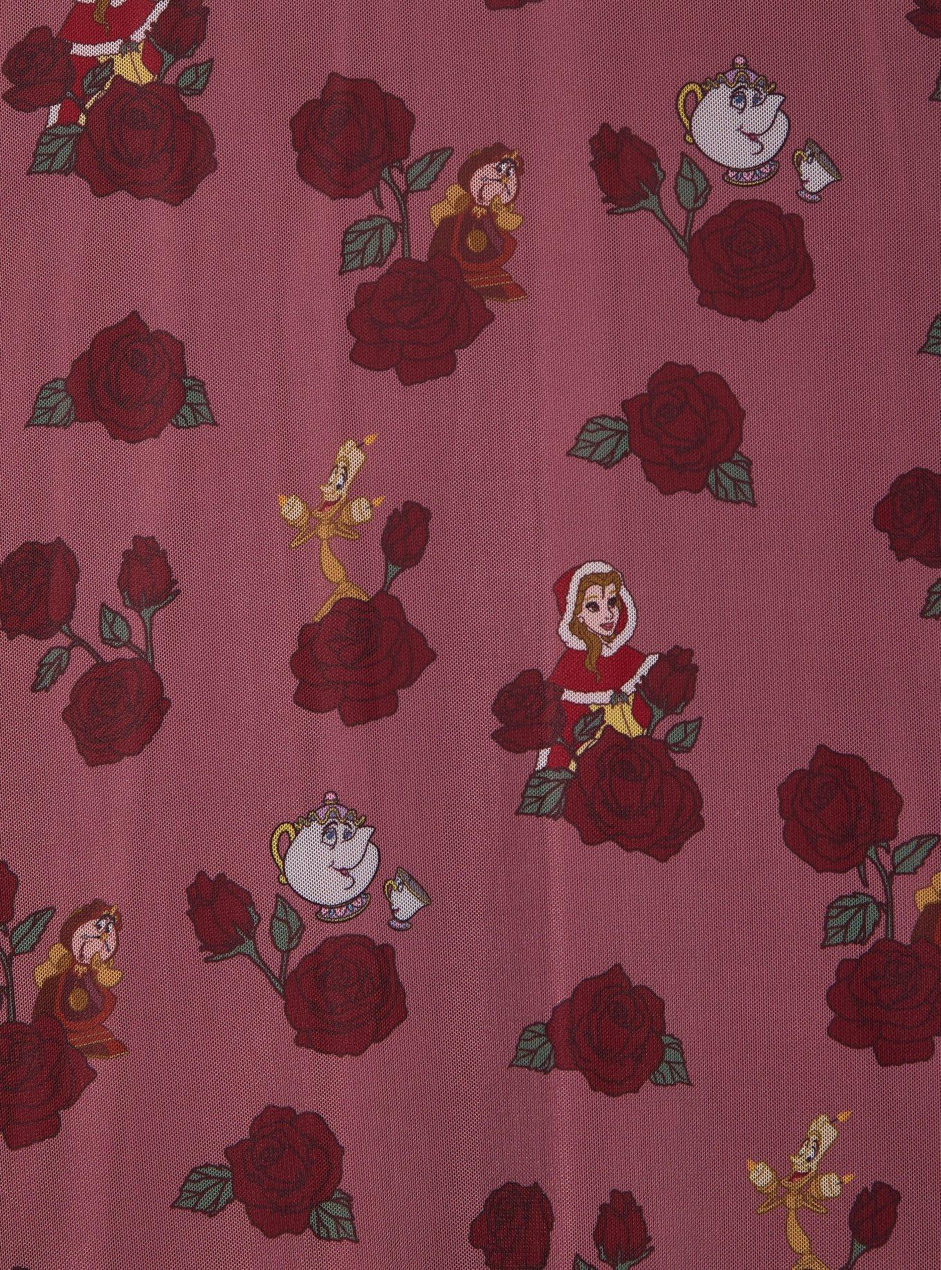 Disney Beauty and the Beast: The Enchanted Christmas Allover Print Plus Size Midi Skirt - BoxLunch Exclusive, RED, alternate - view 3