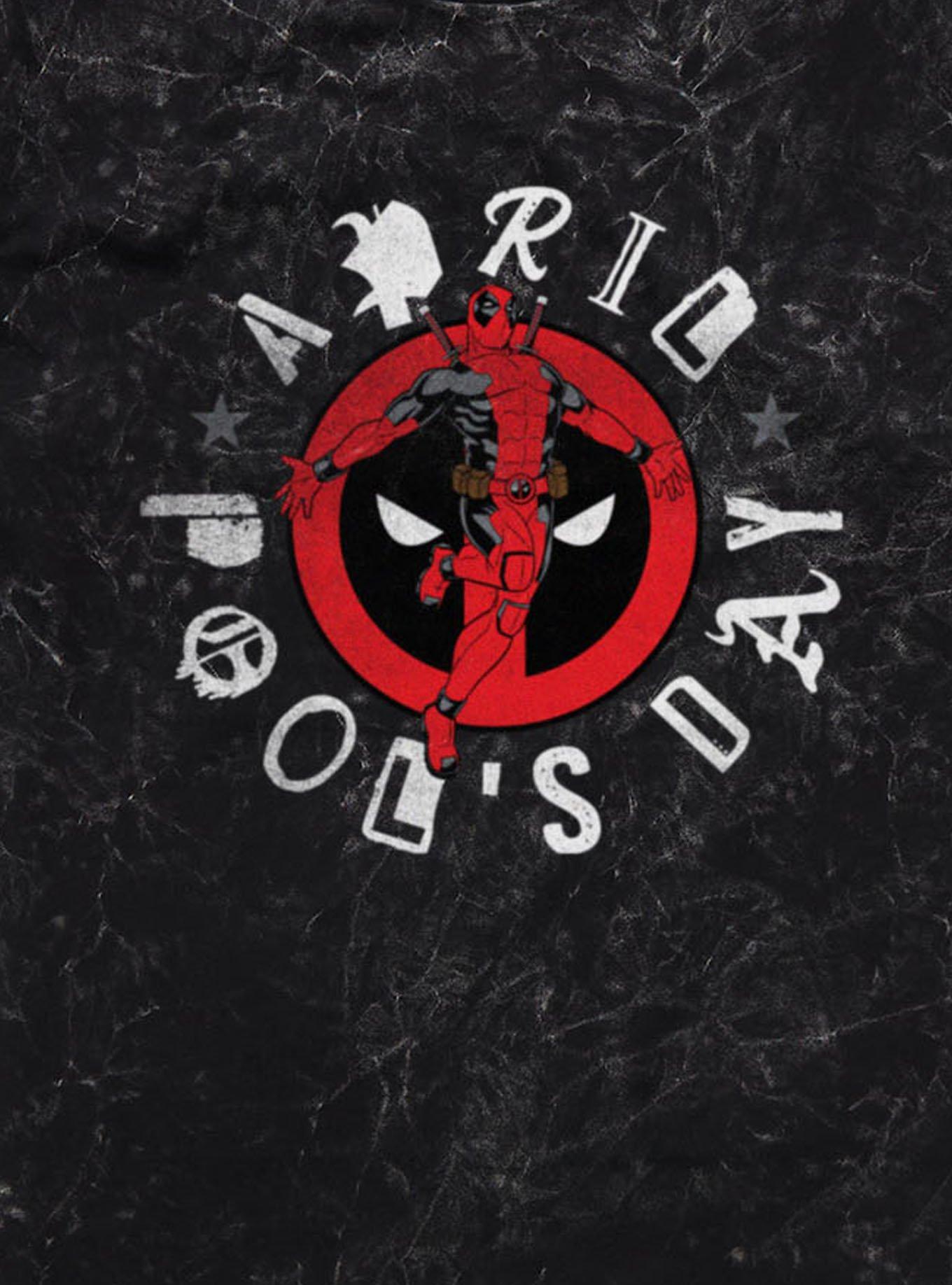 Marvel Deadpool April Pool's Day Leaping Logo Deadpool Mineral Wash T-Shirt, , hi-res
