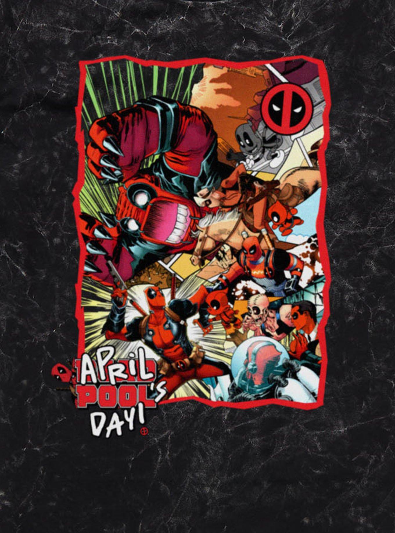 Marvel Deadpool April Pool's Day Invasion Of The Deadpools Mineral Wash T-Shirt, , hi-res
