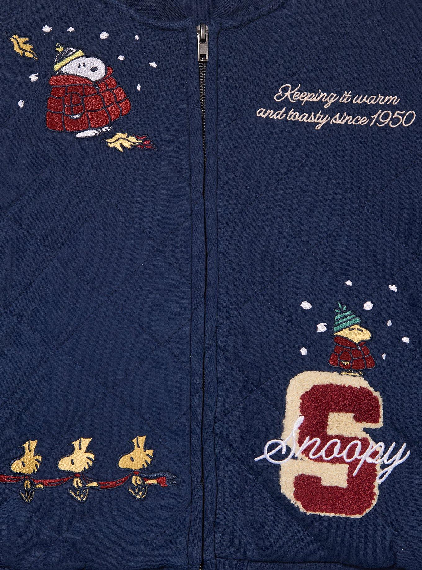 Peanuts Snoopy & Friends Women's Cropped Quilted Bomber Jacket - BoxLunch Exclusive, NAVY, alternate - view 3