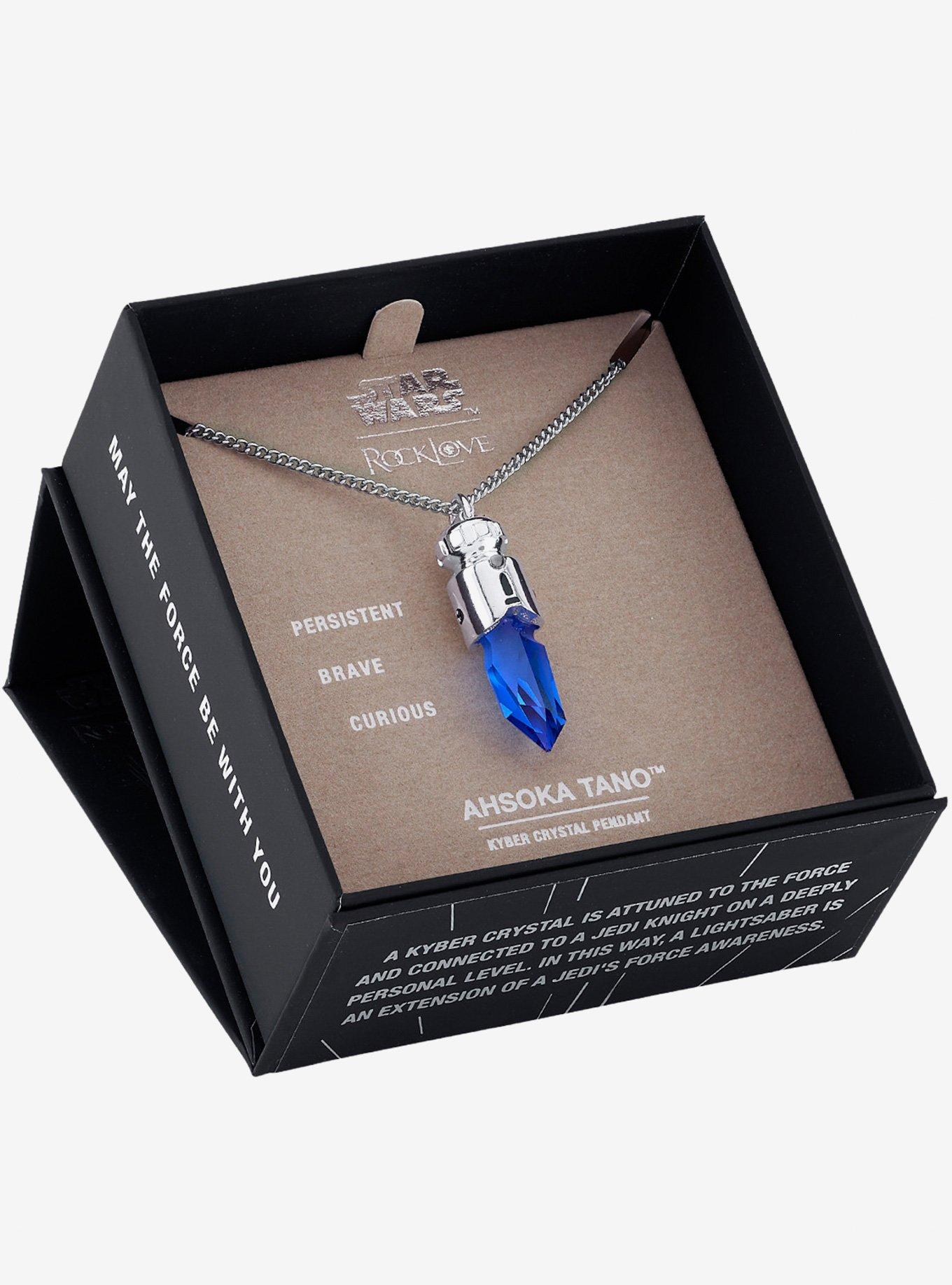 Star Wars X RockLove Padawan Ahsoka Tano Blue Kyber Crystal Necklace, , alternate