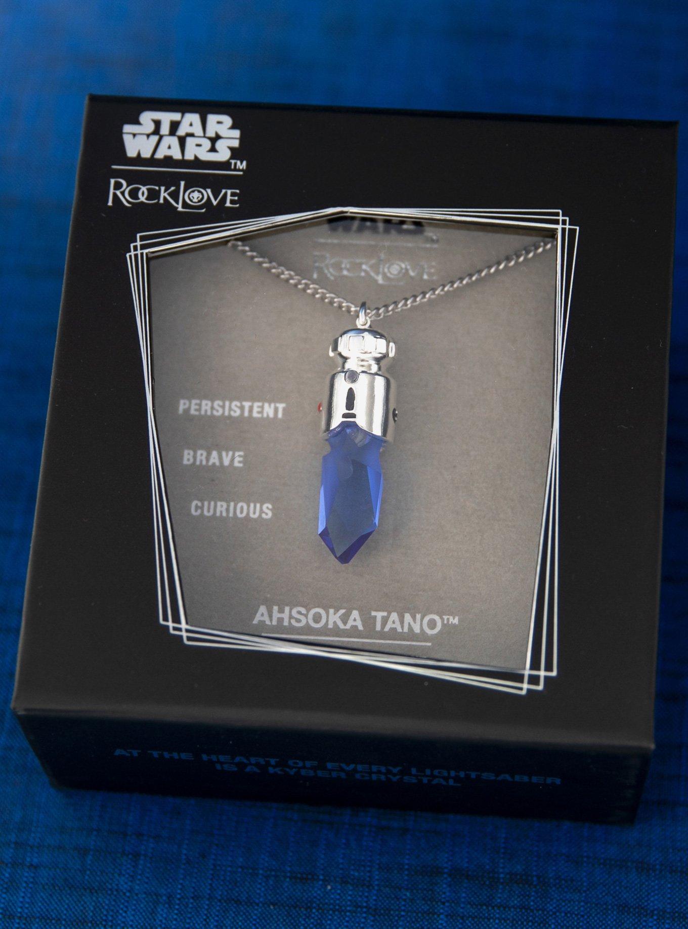 Star Wars X RockLove Padawan Ahsoka Tano Blue Kyber Crystal Necklace, , alternate
