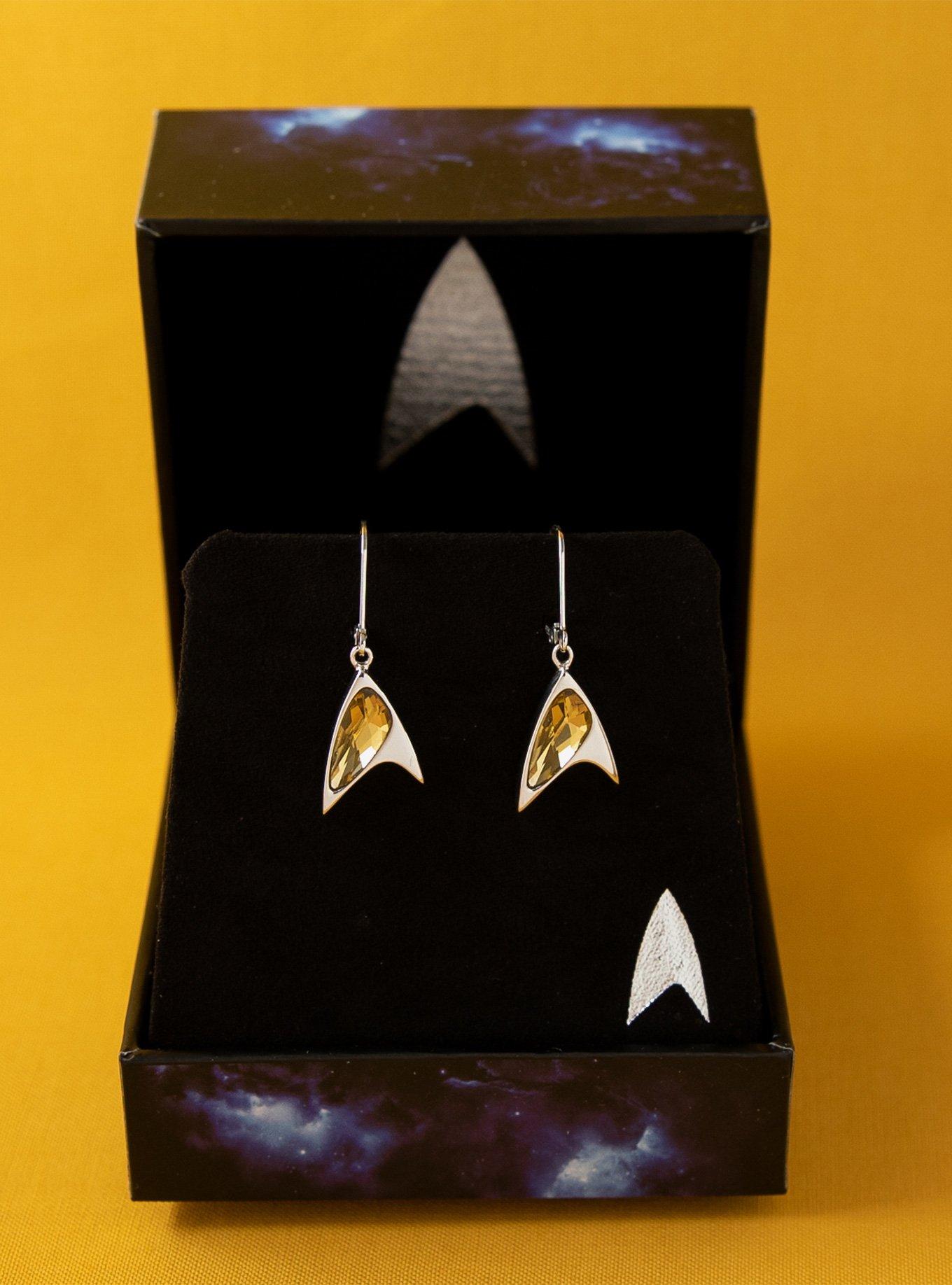 Star Trek X RockLove Crystal Delta Earrings - Yellow, , alternate