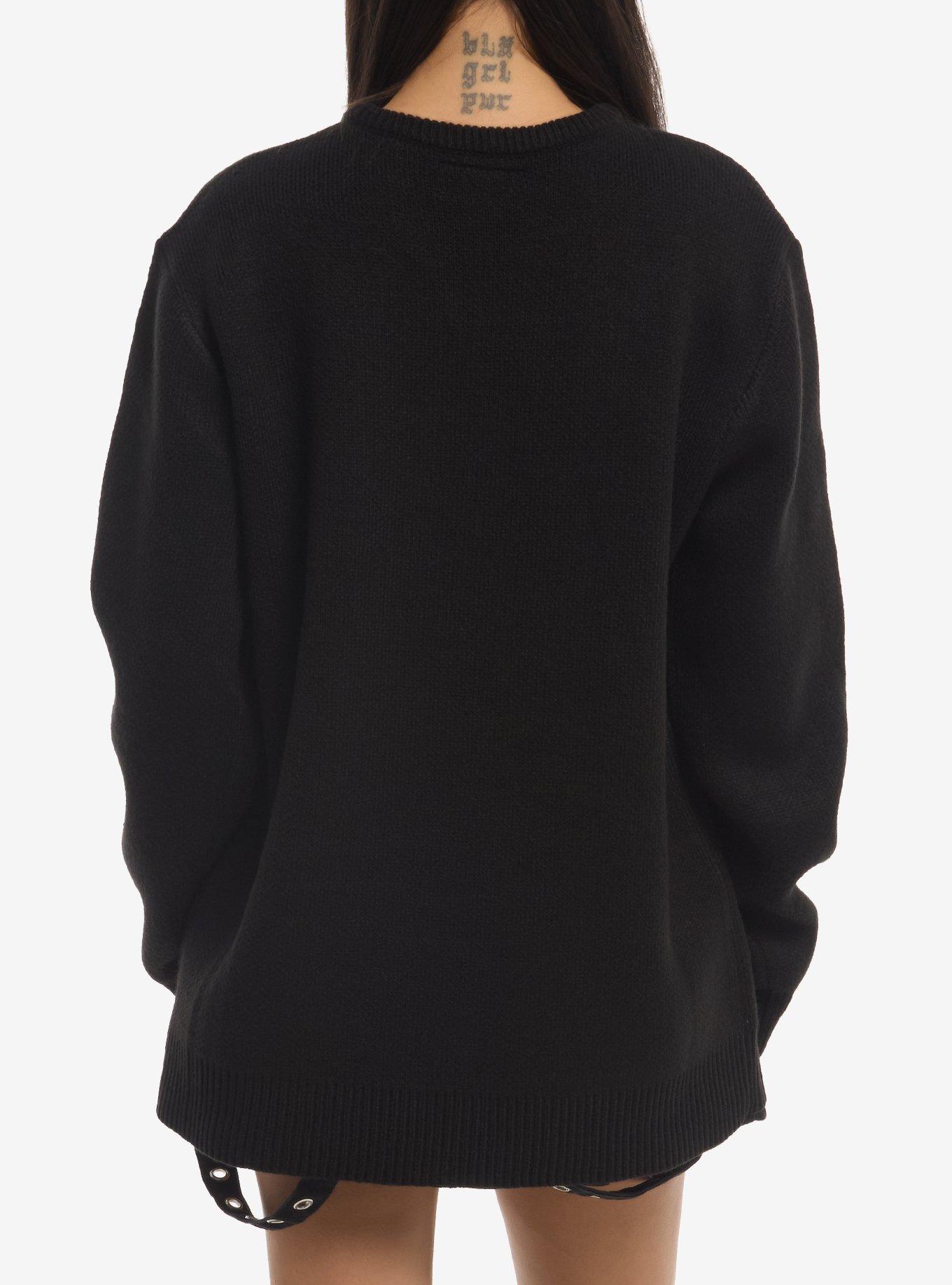 Fall Out Boy Crown Logo Intarsia Sweater, BLACK, alternate - view 3