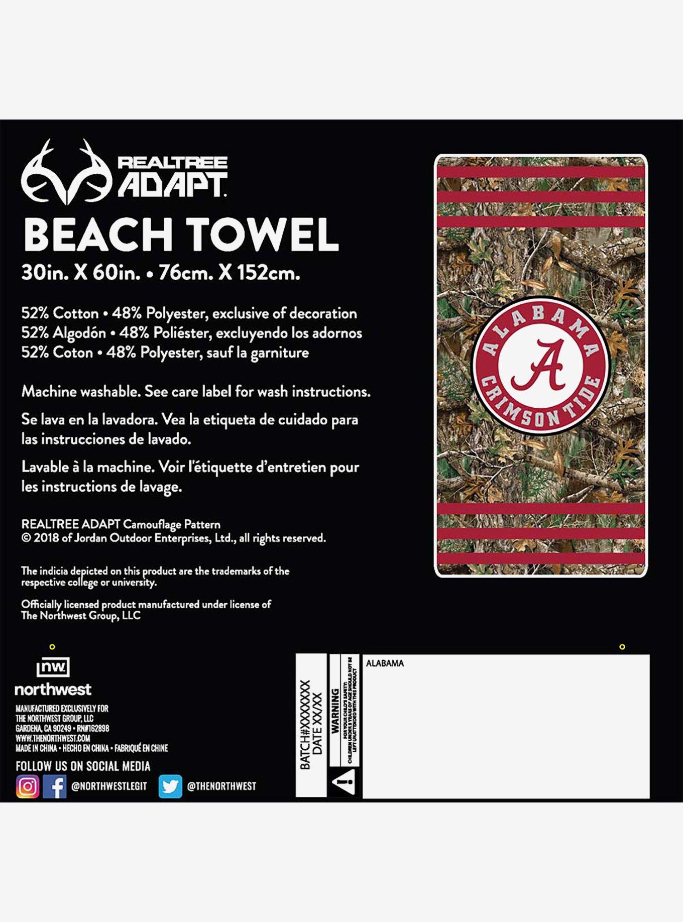 NCAA Alabama Realtree Stripes Beach Towel, , alternate
