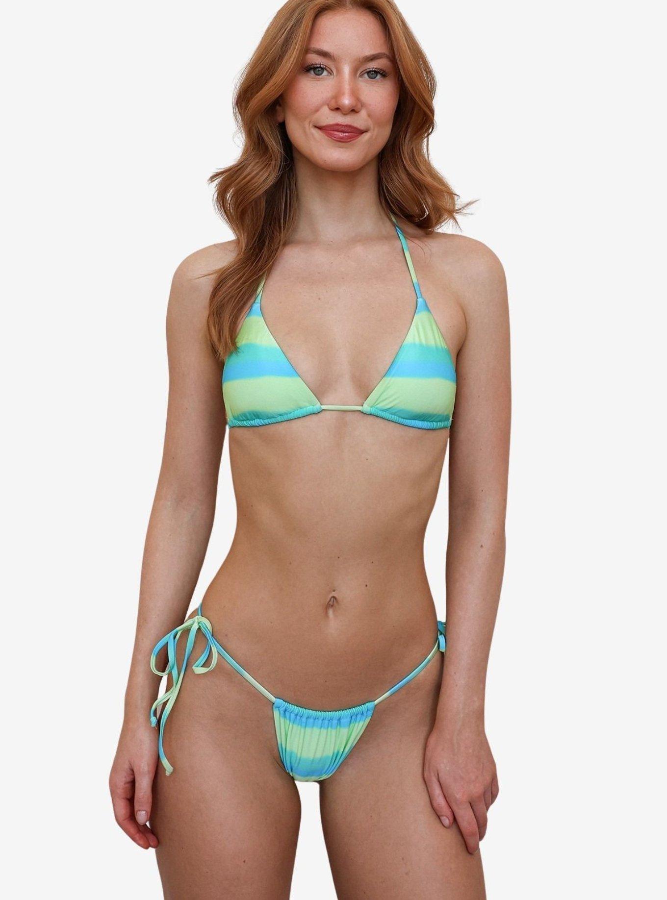 Dippin' Daisy's Haven Palm Tie Back Triangle Bikini Top, BLUE, alternate