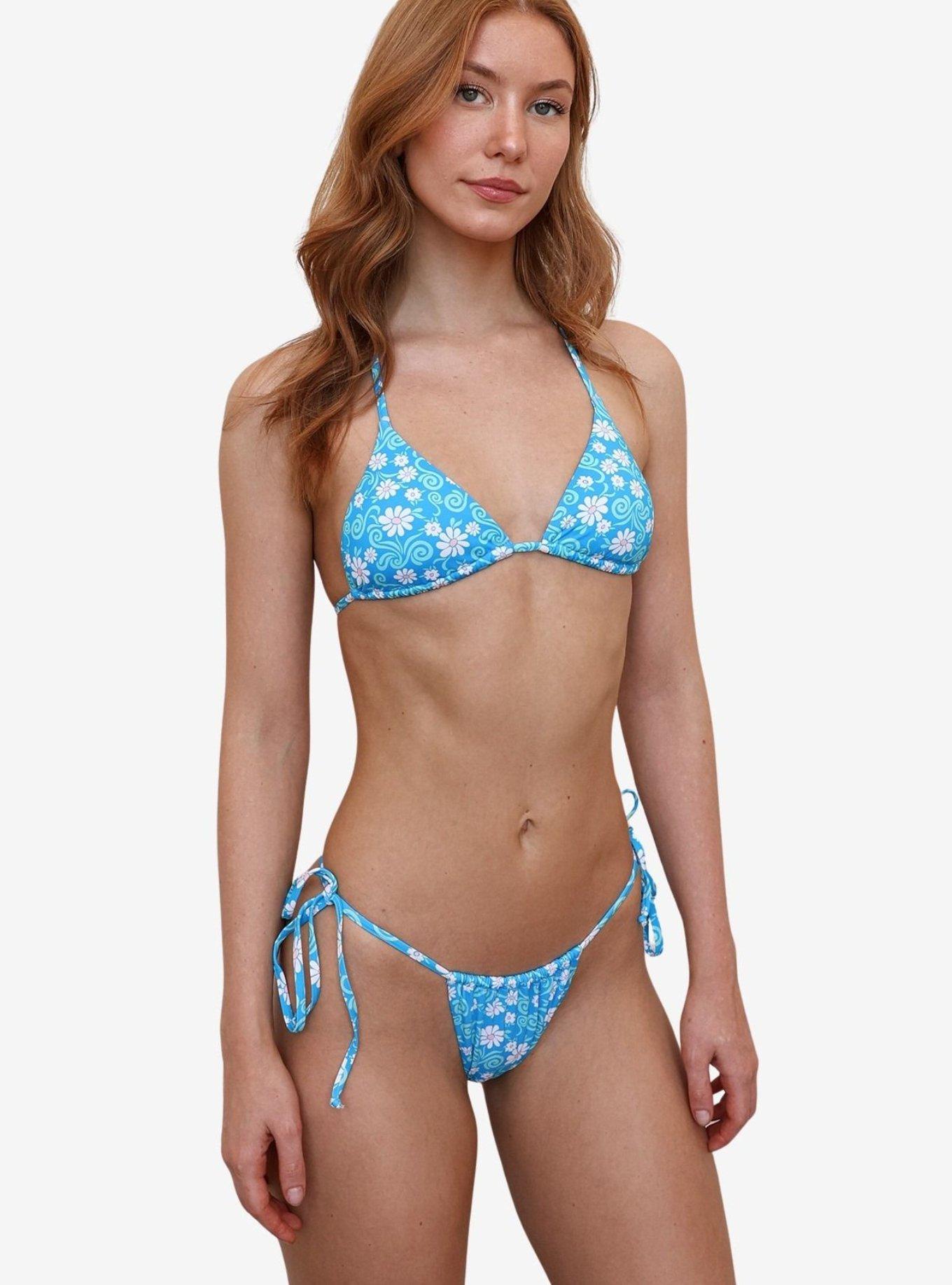 Dippin' Daisy's Poolside Palm Tie Back Triangle Bikini Top, BLUE, alternate