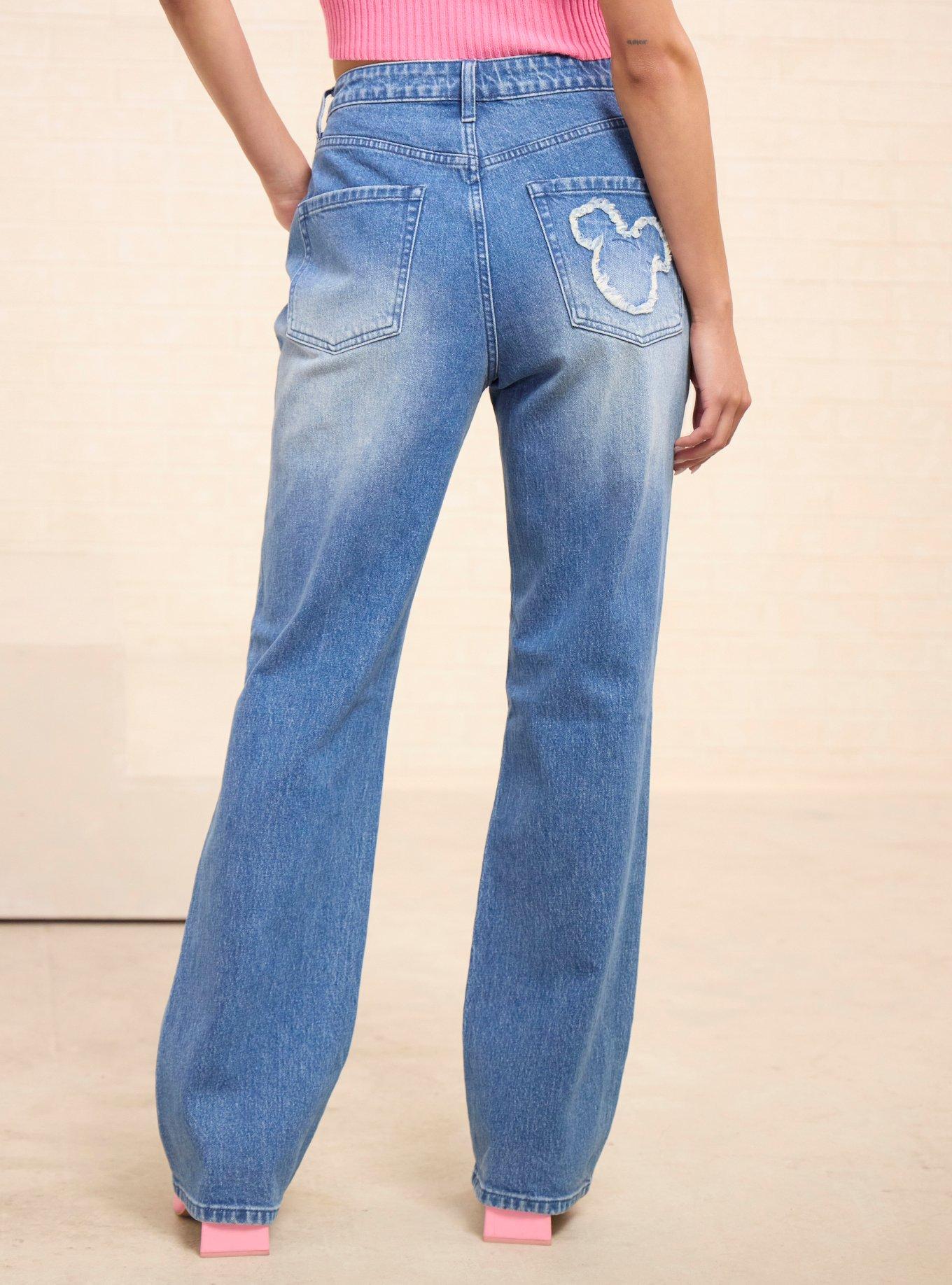 Disney Mickey Mouse Silhouette Denim Patch Women's Jeans - BoxLunch Exclusive, DENIM, alternate - view 3
