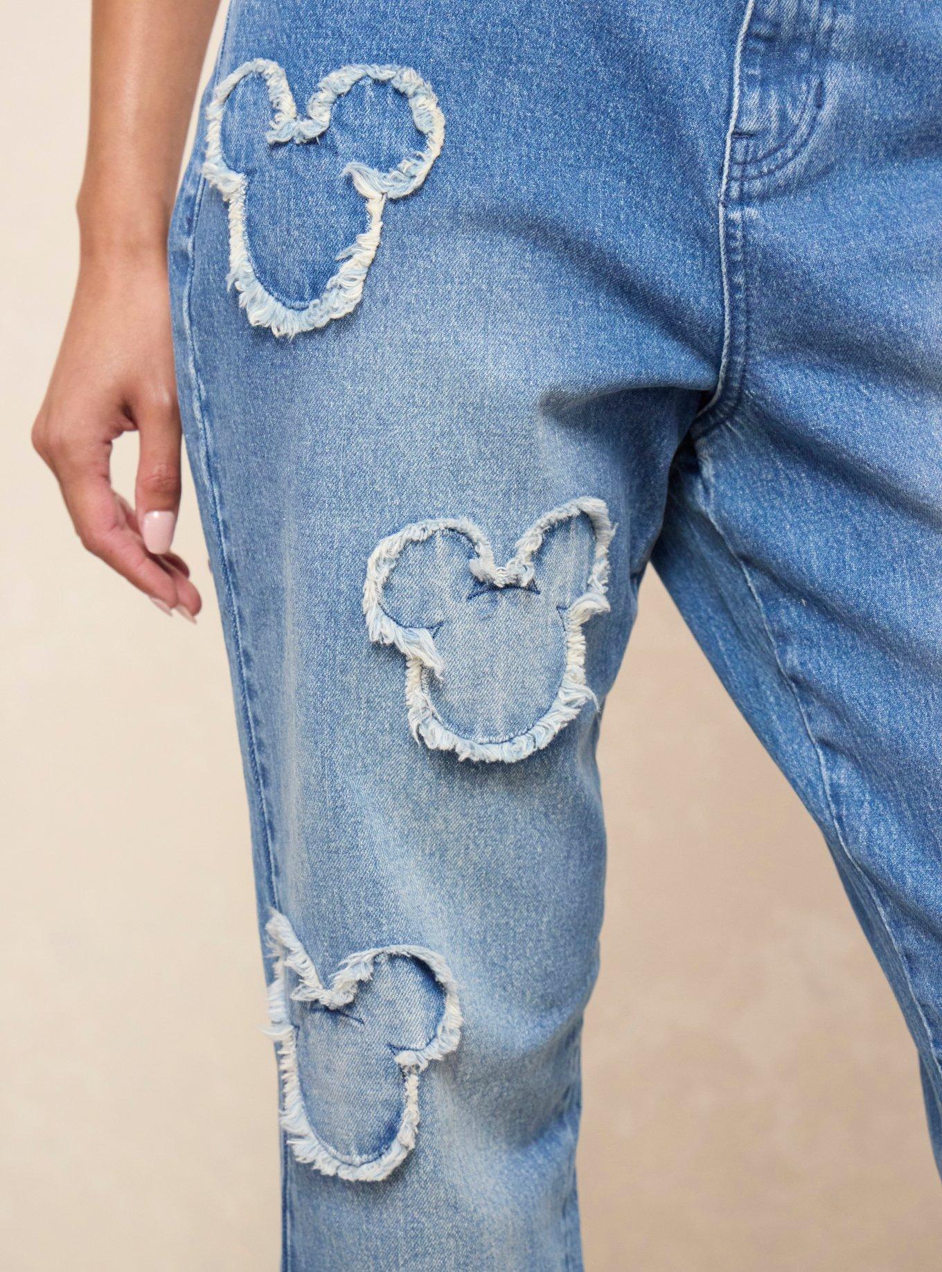Disney Mickey Mouse Silhouette Denim Patch Women's Jeans - BoxLunch Exclusive, DENIM, alternate - view 4