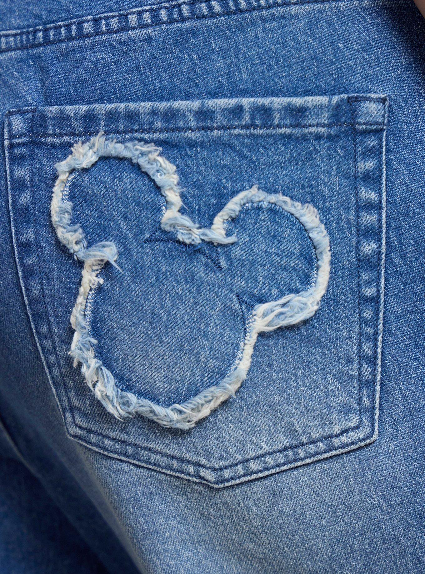 Disney Mickey Mouse Silhouette Denim Patch Women's Plus Size Jeans - BoxLunch Exclusive, DENIM, alternate - view 4