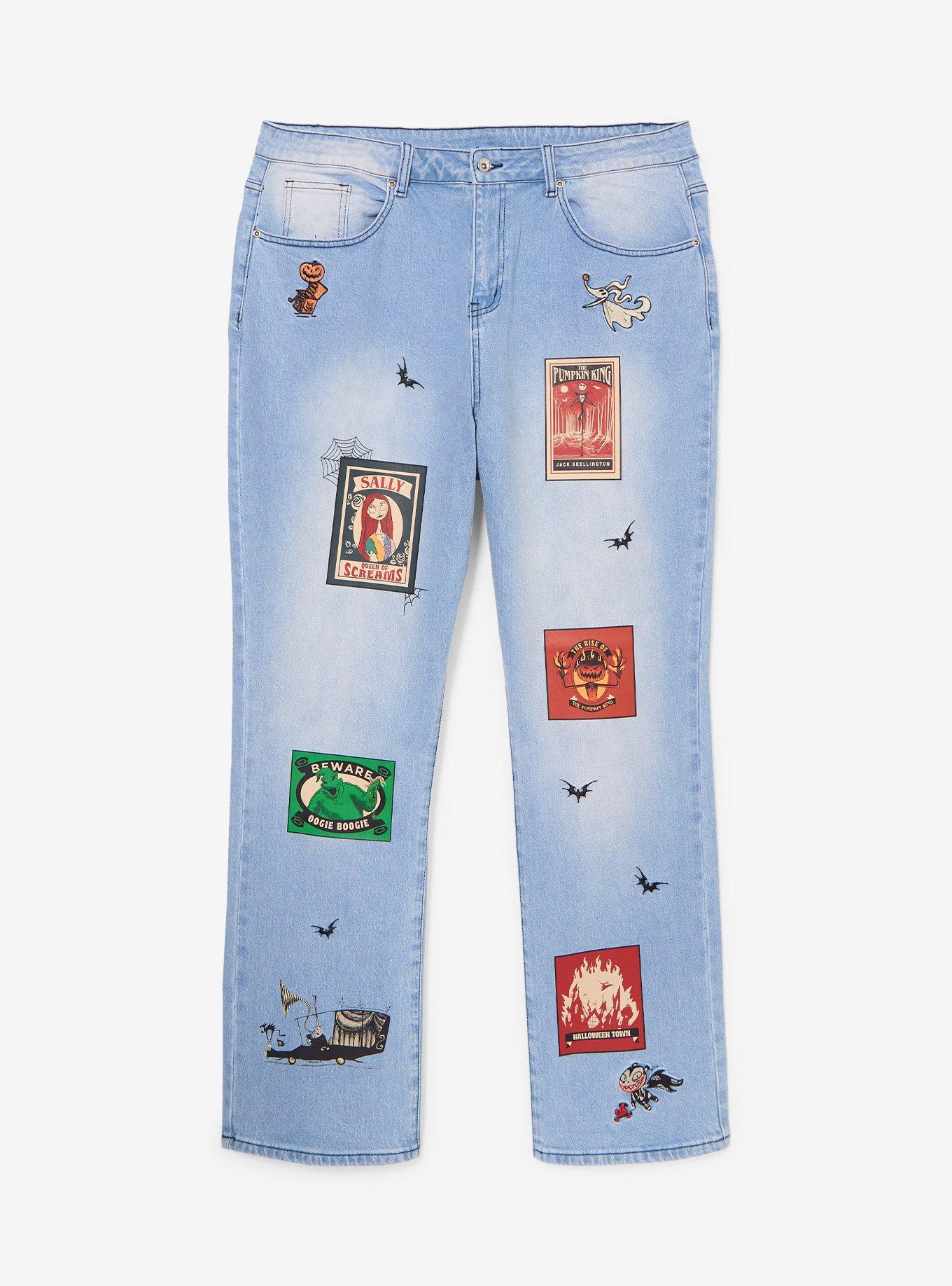 Disney The Nightmare Before Christmas Patches Women's Denim High-Waisted Mom Jeans - BoxLunch Exclusive