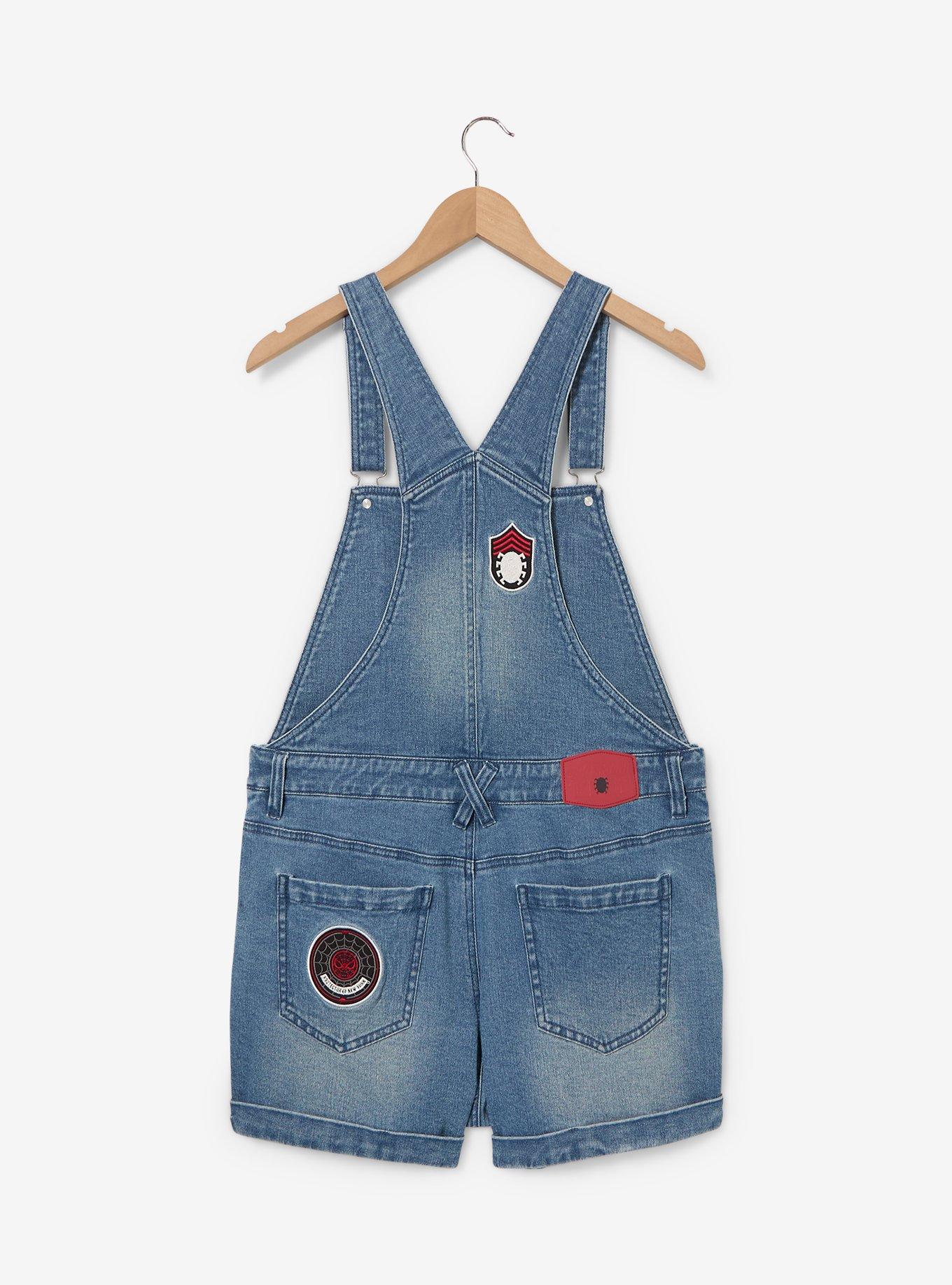 Marvel Spider-Man Embroidered Icons Women's Short Overalls - BoxLunch Exclusive, , hi-res
