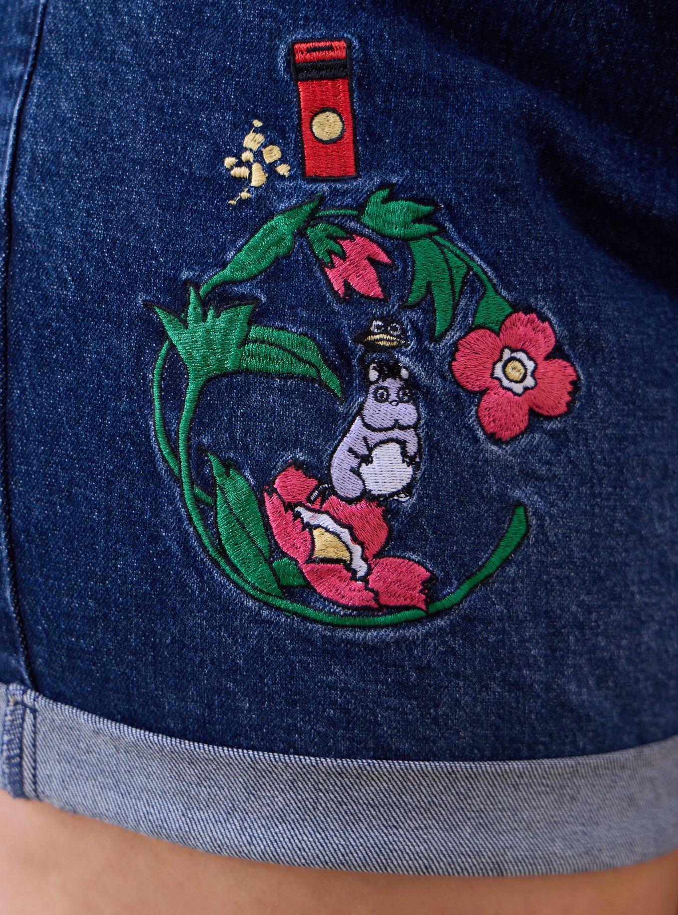 Studio Ghibli&reg; Spirited Away Floral Characters Women's Plus Size High Waisted Shorts - BoxLunch Exclusive, DENIM, alternate - view 4