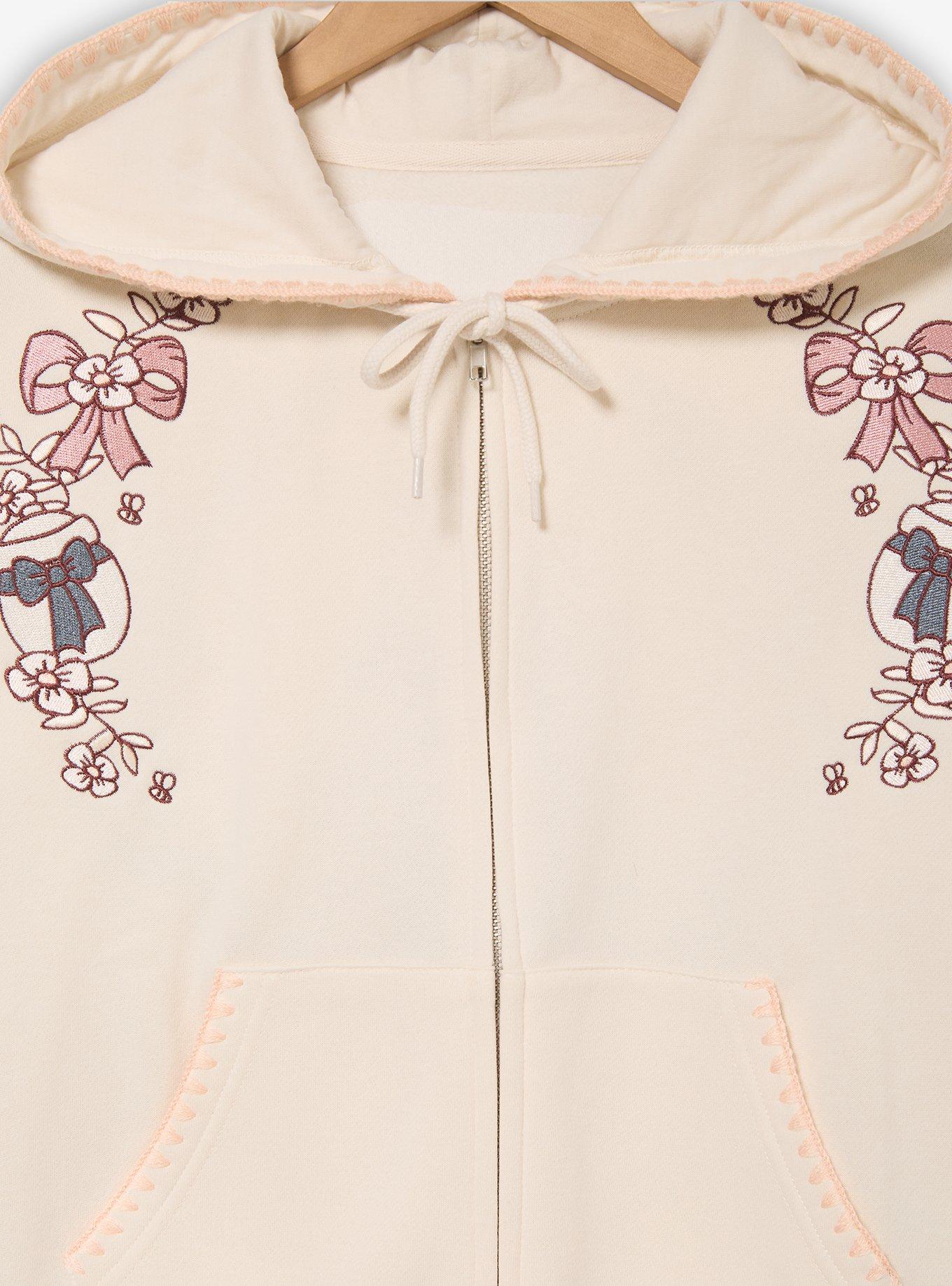 Disney Winnie the Pooh Toile Let's Stick Together Women's Cropped Zippered Hoodie - BoxLunch Exclusive, CREAM, alternate - view 3