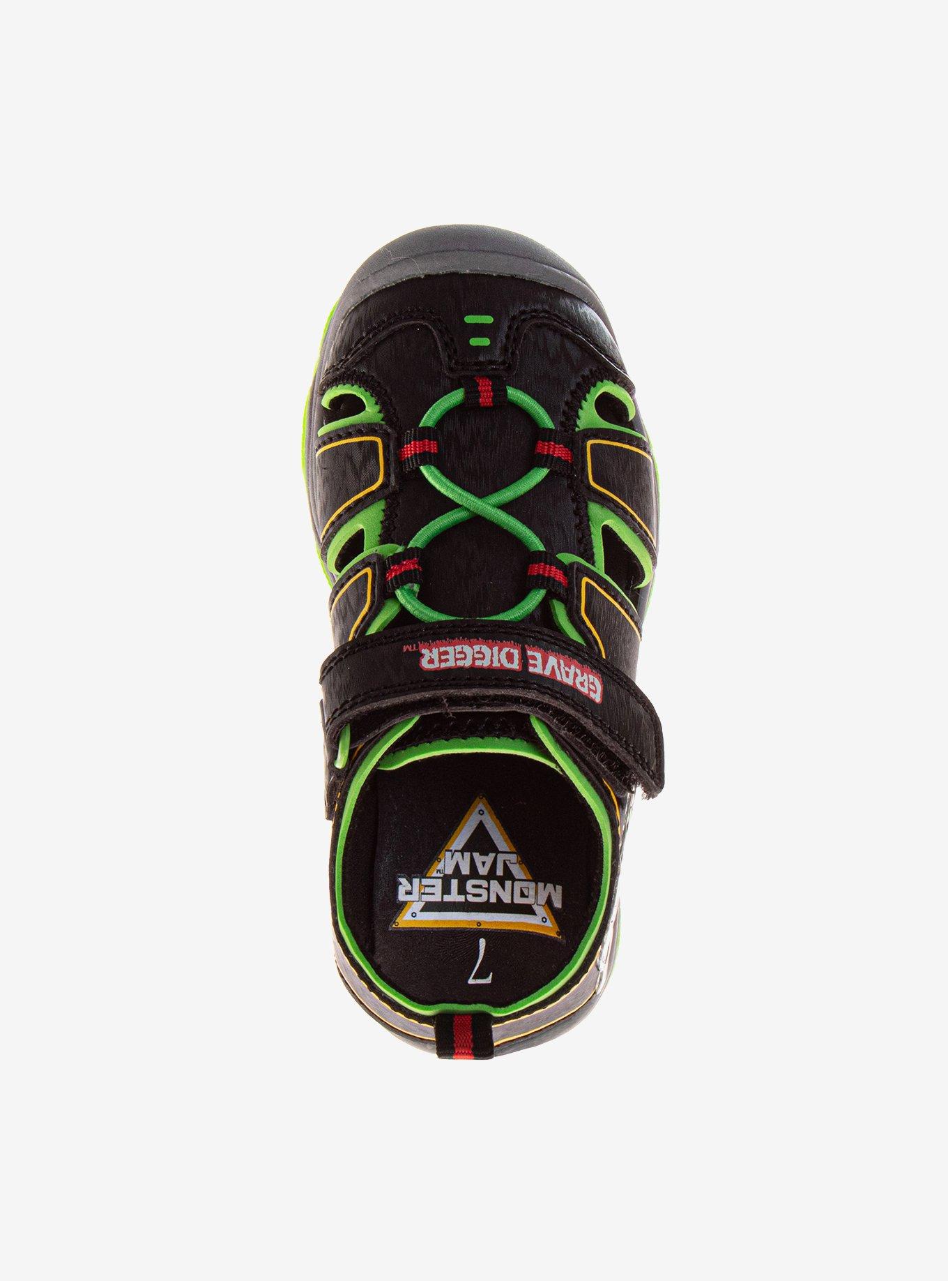Monster Jam Boys Grave Digger Hook and Loop Toddler & Kids Sandals, BLACK, alternate
