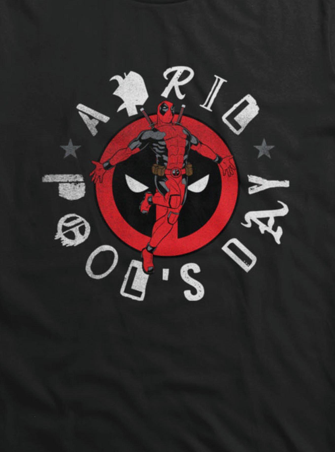 Marvel Deadpool April Pool's Day Leaping Logo Deadpool T-Shirt, , hi-res