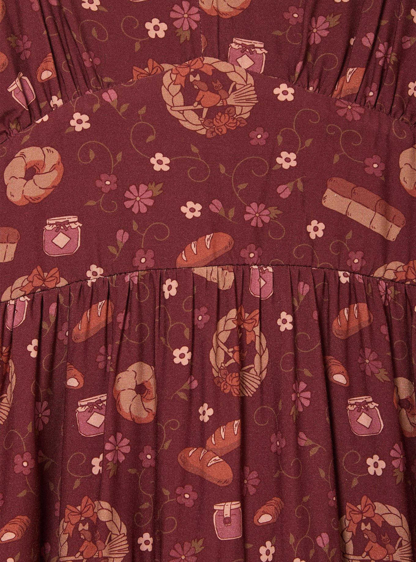 Studio Ghibli&reg; Kiki's Delivery Service Bakery Allover Print Long Sleeve Plus Size Dress - BoxLunch Exclusive, BURGUNDY, alternate - view 3