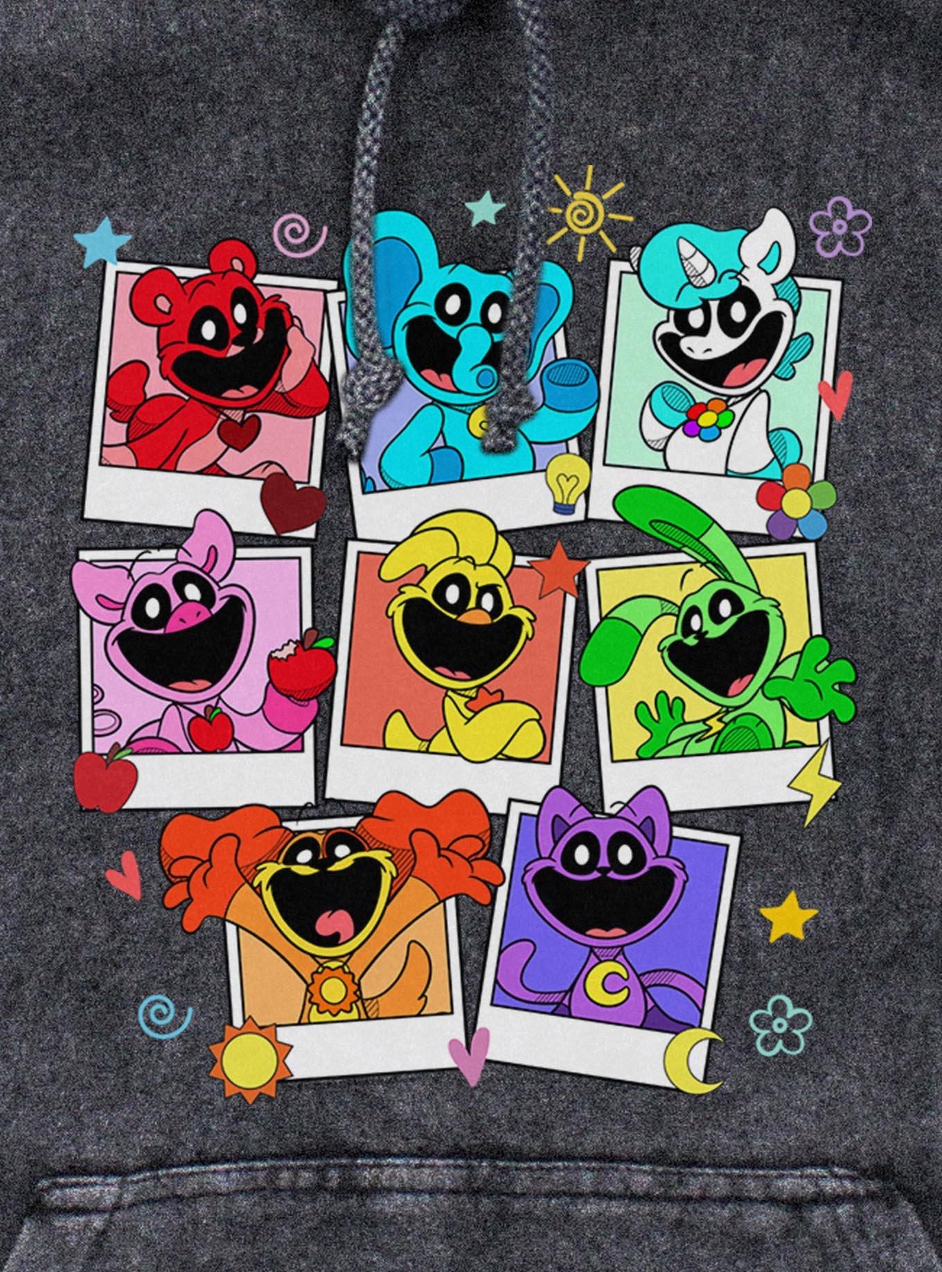 Poppy Playtime Polaroid Smiling Critters Mineral Wash Hoodie, , hi-res