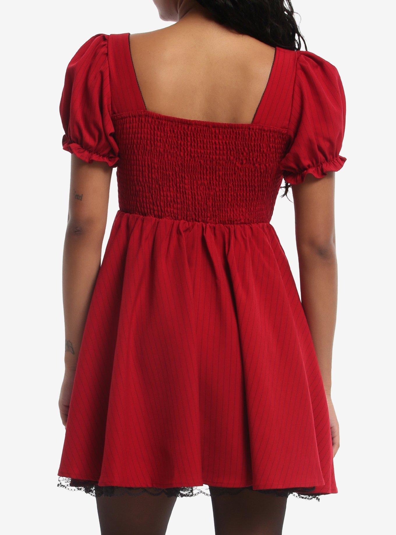 Social Collision Red Black Ribbon Lace Babydoll Dress, MULTI, alternate - view 3