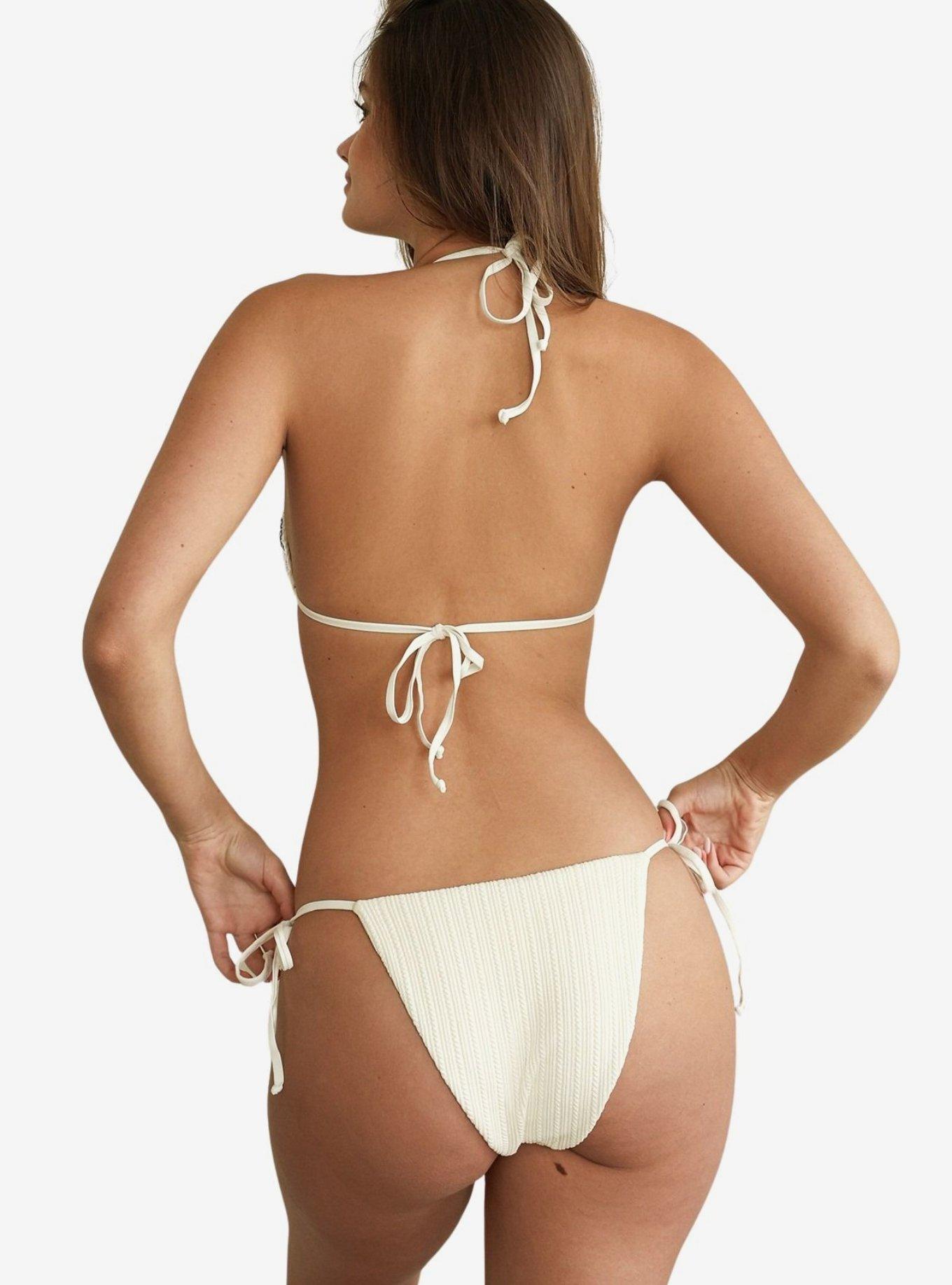 Dippin' Daisy's Pointelle Palm Tie Back Triangle Bikini Top, BRIGHT WHITE, alternate