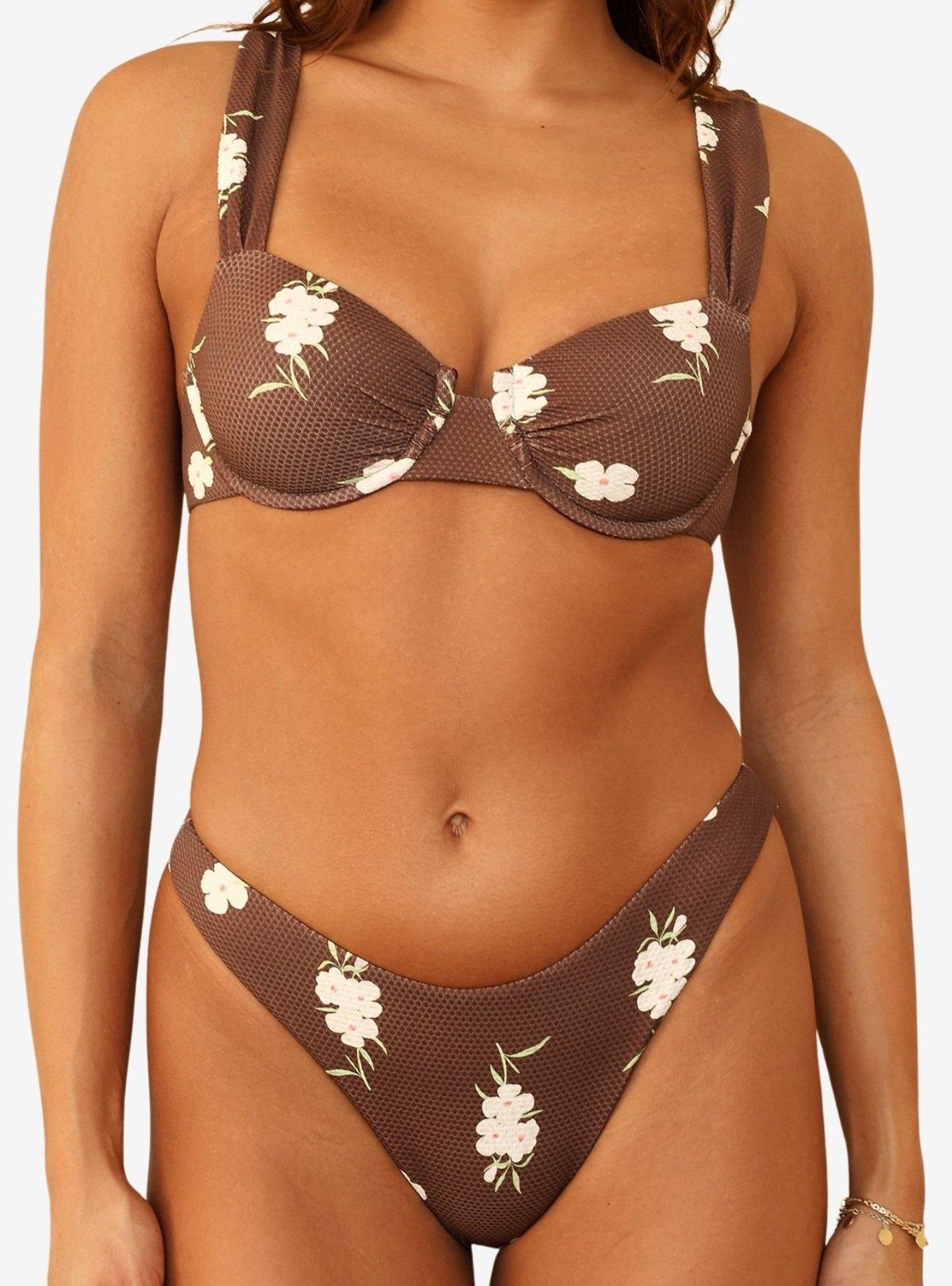 Dippin' Daisy's Enchanted Rosette Super Cheeky Bikini Bottom, BROWN, alternate
