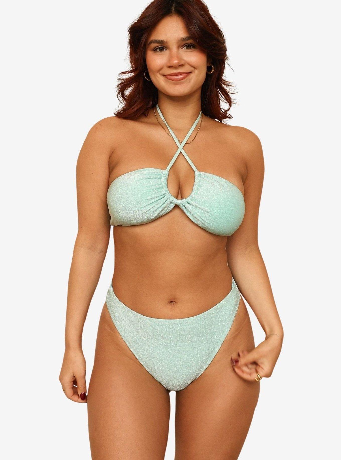 Dippin' Daisy's Aqua Seashore High Waist Cheeky Bikini Bottom, BLUE, alternate