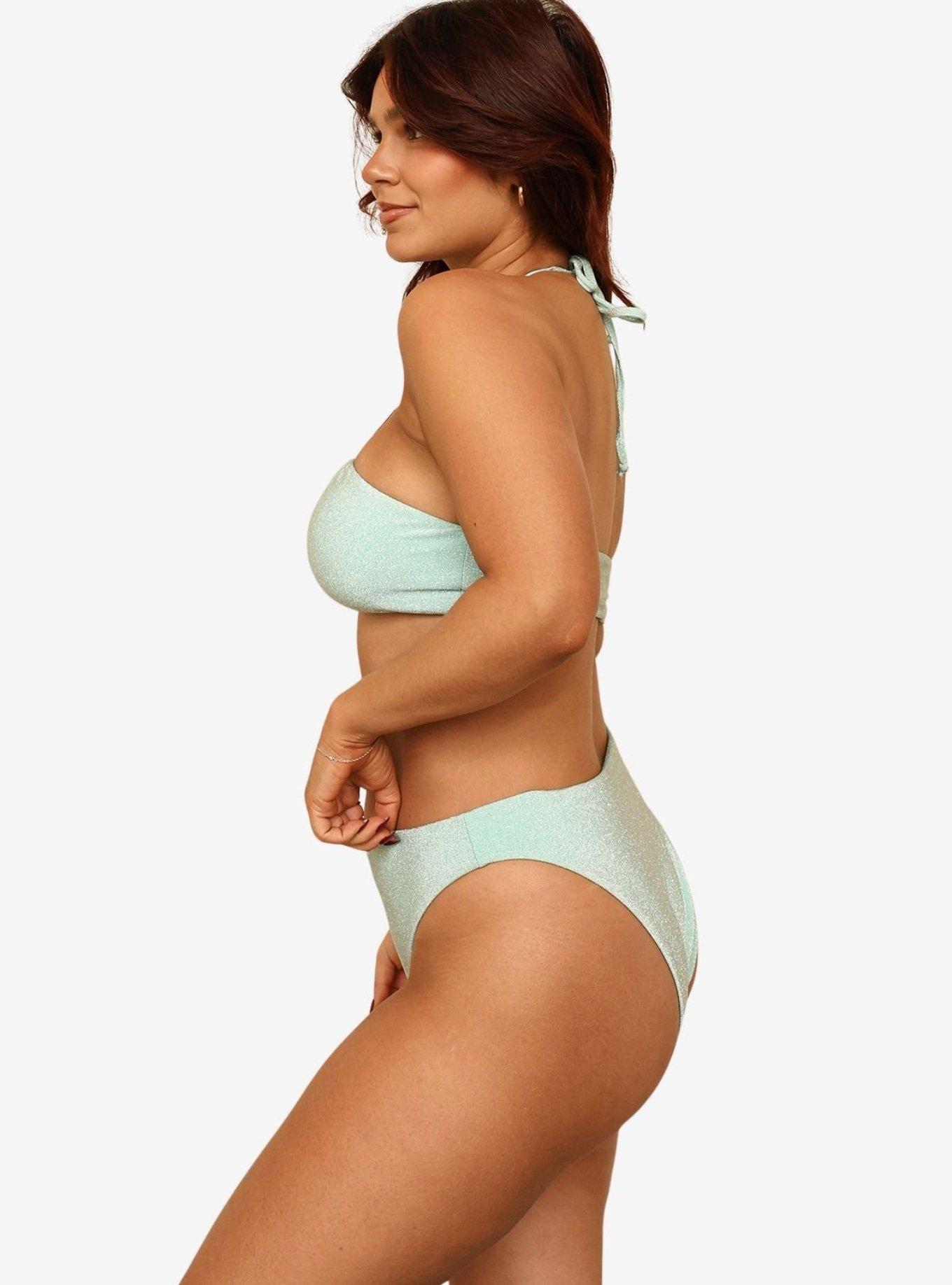 Dippin' Daisy's Aqua Seashore High Waist Cheeky Bikini Bottom, BLUE, alternate