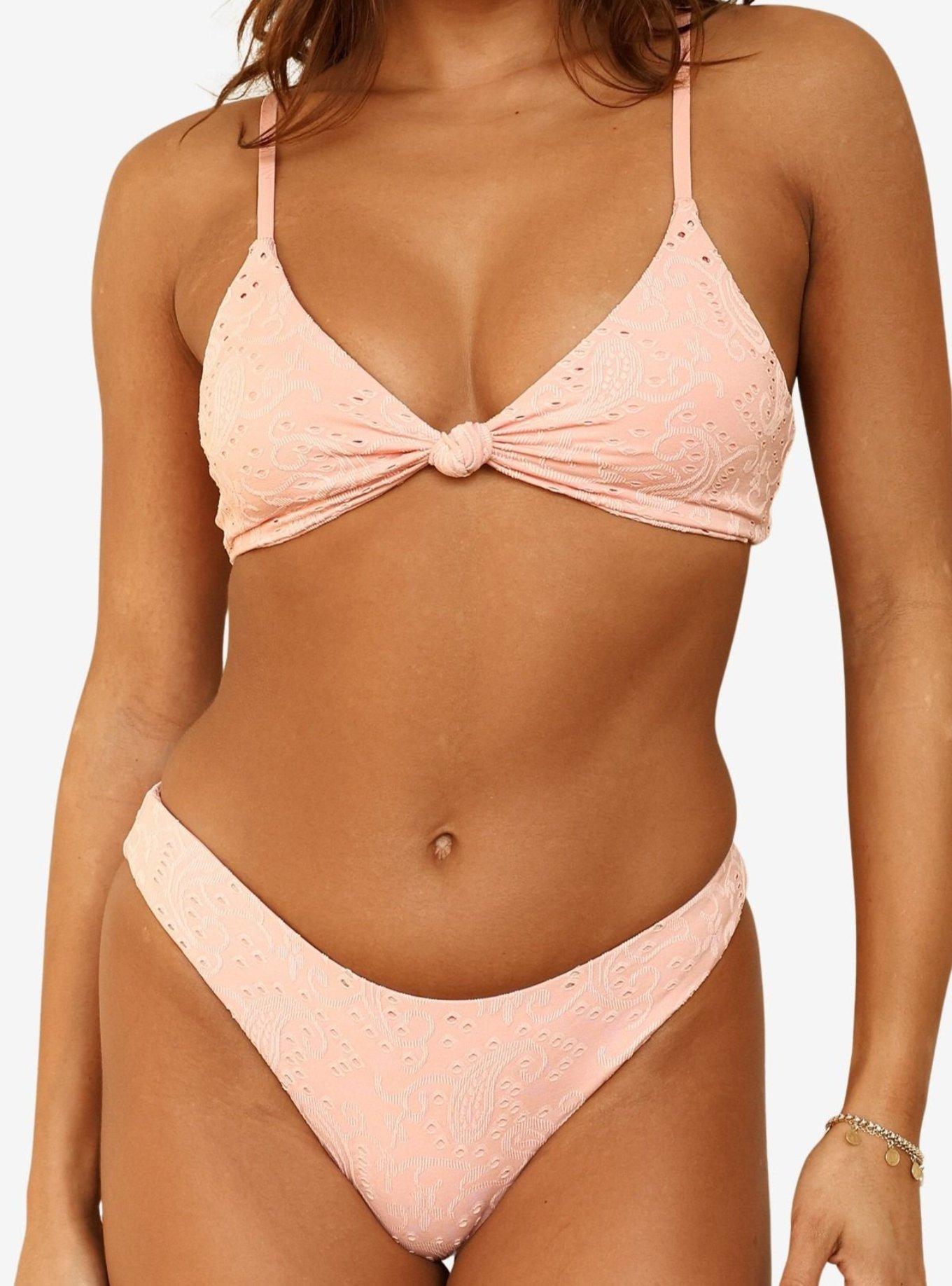 Dippin' Daisy's Blossom Zen Knotted Triangle Bikini Top, PINK, alternate