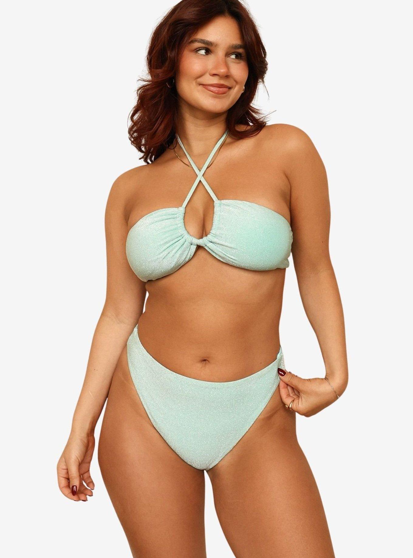 Dippin' Daisy's Aqua Amalfi String Tie Bandeau Bikini Top, BLUE, alternate