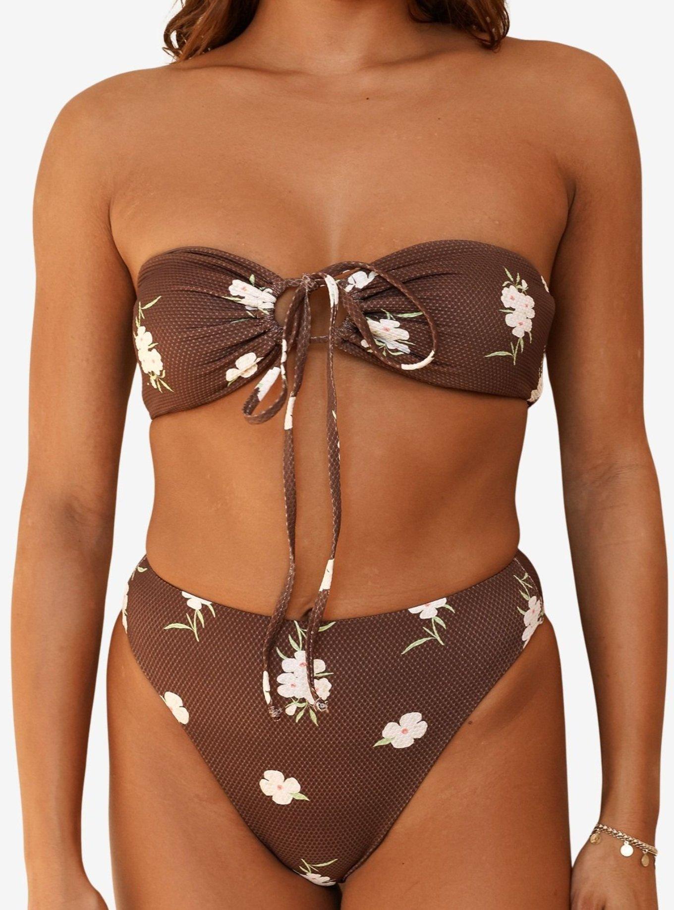 Dippin' Daisy's Enchanted Amalfi String Tie Bandeau Bikini Top, BROWN, alternate