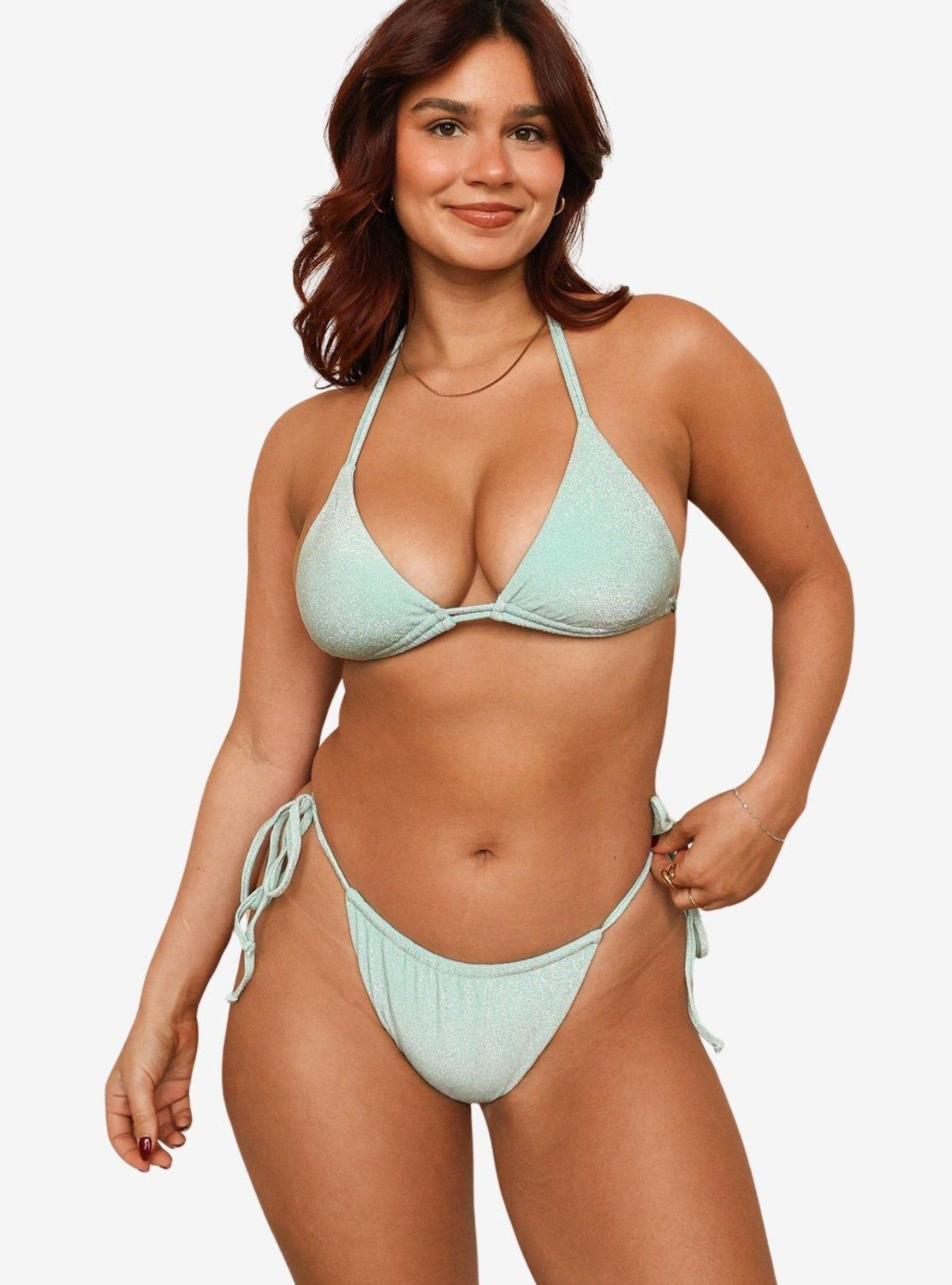 Dippin' Daisy's Aqua Lana Triangle Bikini Top, BLUE, alternate