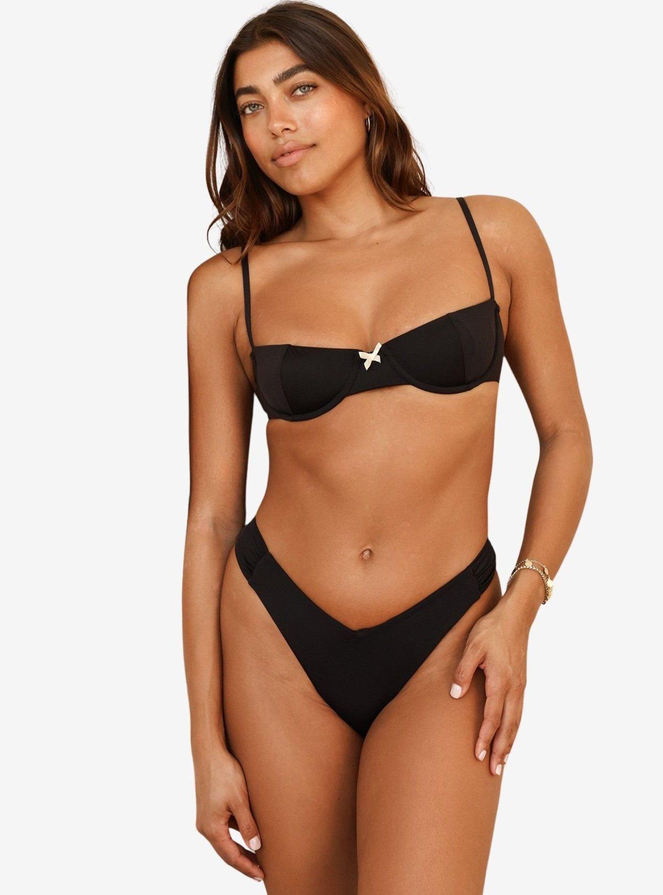Dippin' Daisy's Black Siena Thong Bikini Bottom, , hi-res