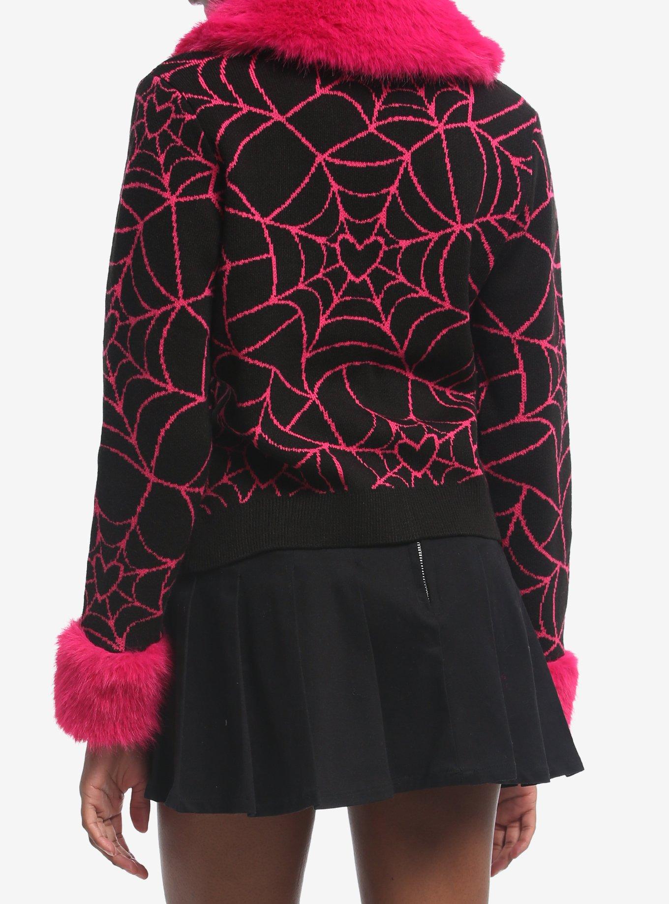 Hazbin Hotel Angel Dust Fur Trim Girls Cardigan, MULTI, alternate - view 3