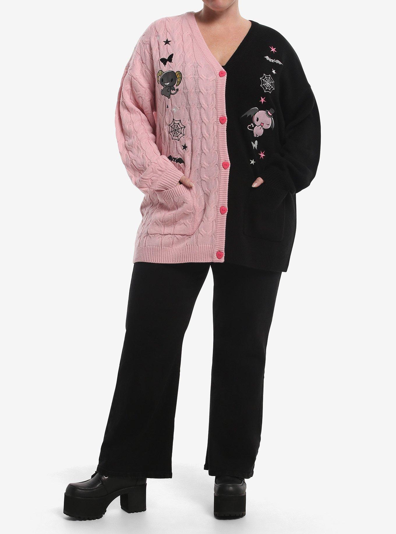 Lloromannic Split Cable Knit Girls Cardigan Plus Size, MULTI, alternate - view 3