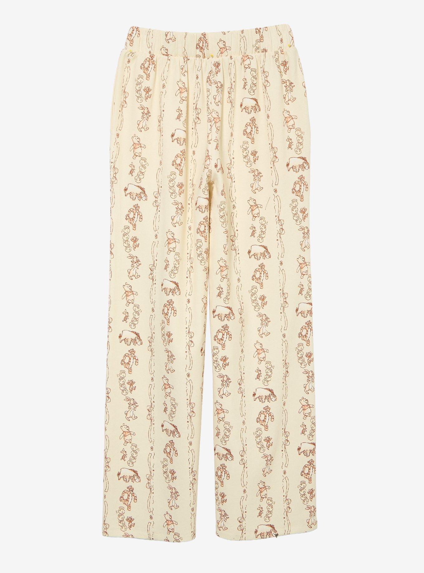 Disney Winnie the Pooh Characters Allover Print Waffle Knit Wide Leg Pants - BoxLunch Exclusive