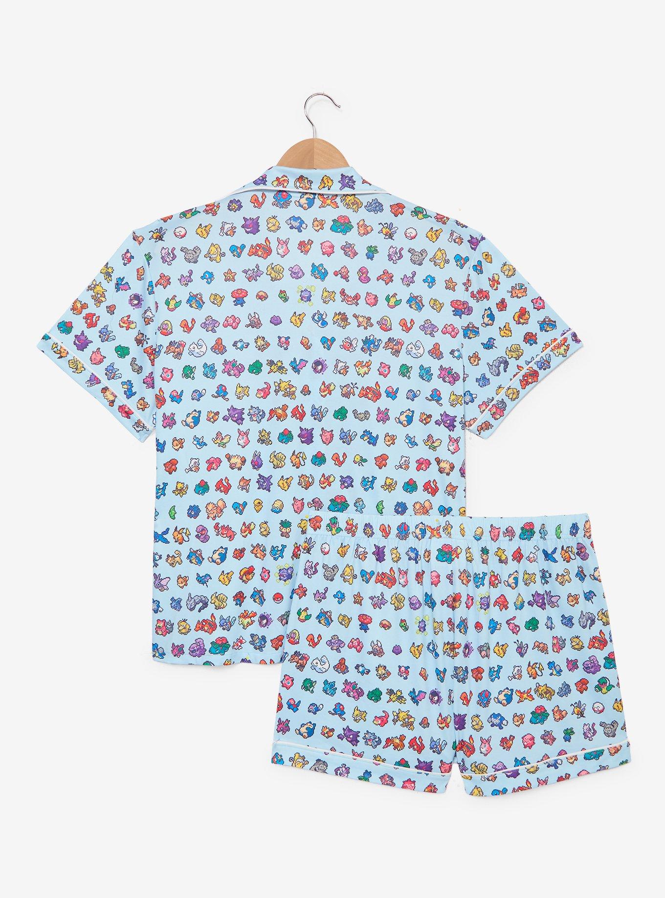 Pok&eacute;mon Pixel Art Allover Print Women's Sleep Shirt & Shorts Set - BoxLunch Exclusive, , hi-res