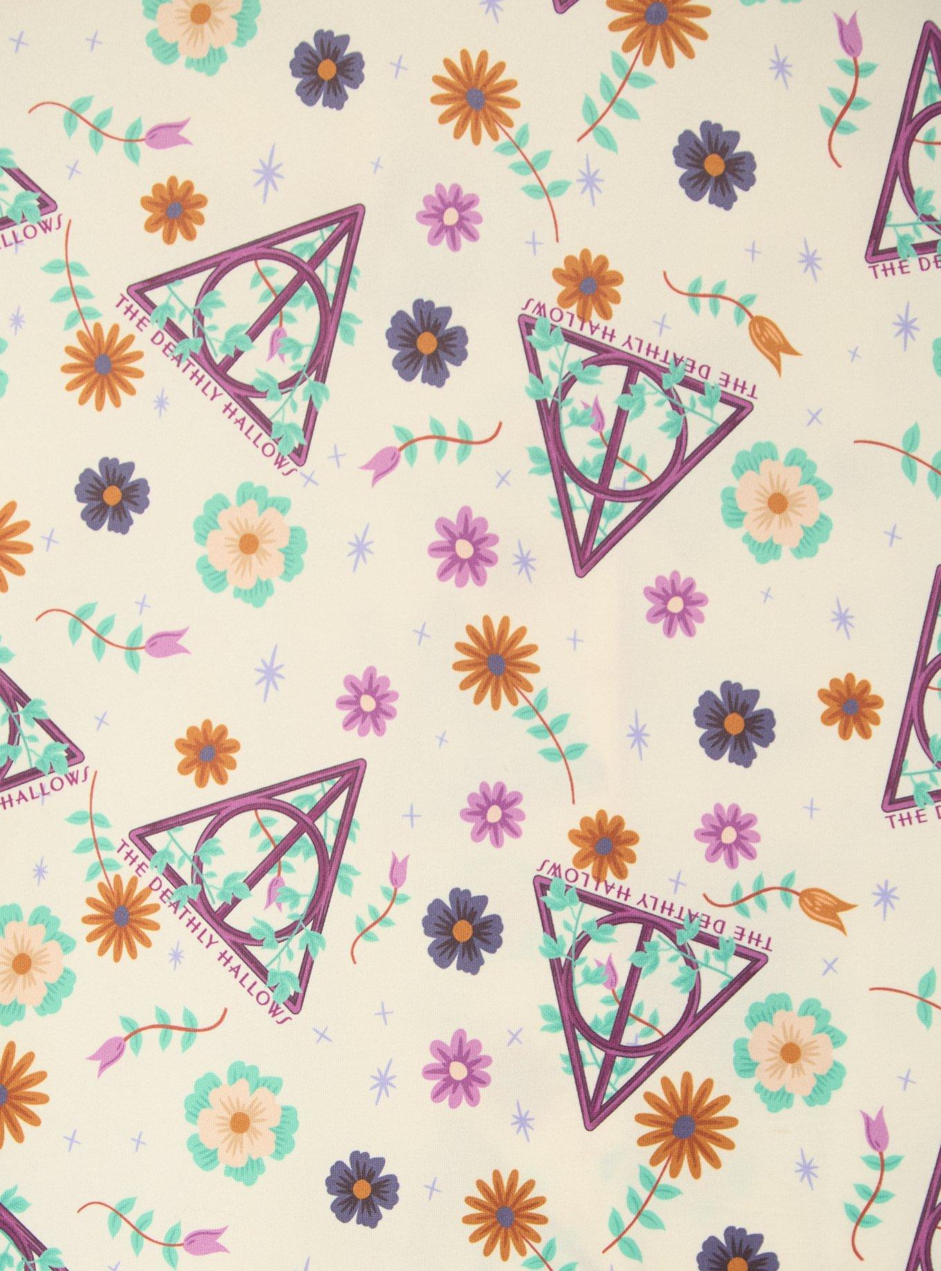 Harry Potter The Deathly Hallows Floral Allover Print Women's Sleep Shirt & Shorts Set - BoxLunch Exclusive
