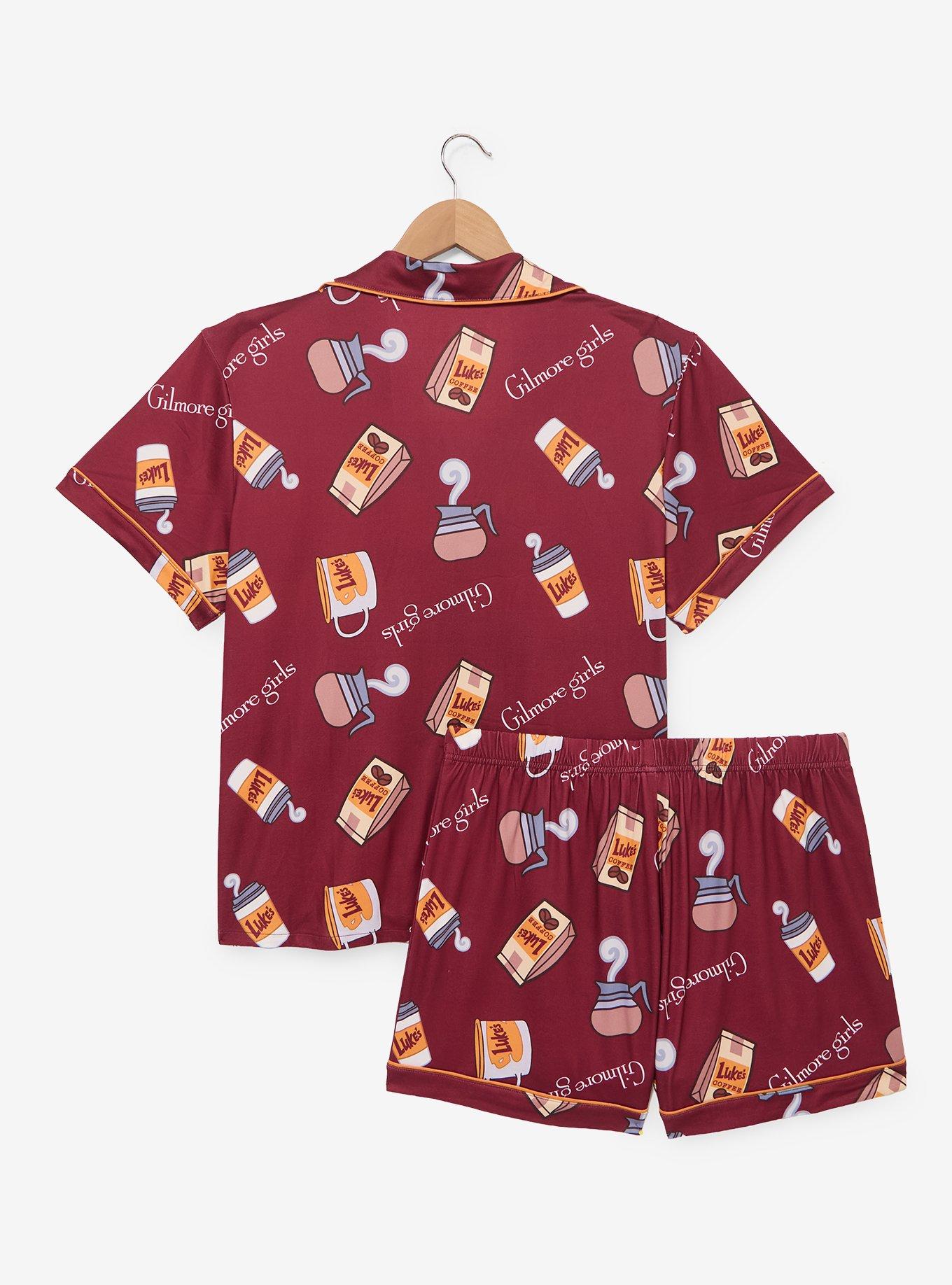 Gilmore Girls Luke's Diner Coffee Allover Print Women's Sleep Shirt & Shorts Set - BoxLunch Exclusive, ORANGE, alternate - view 3