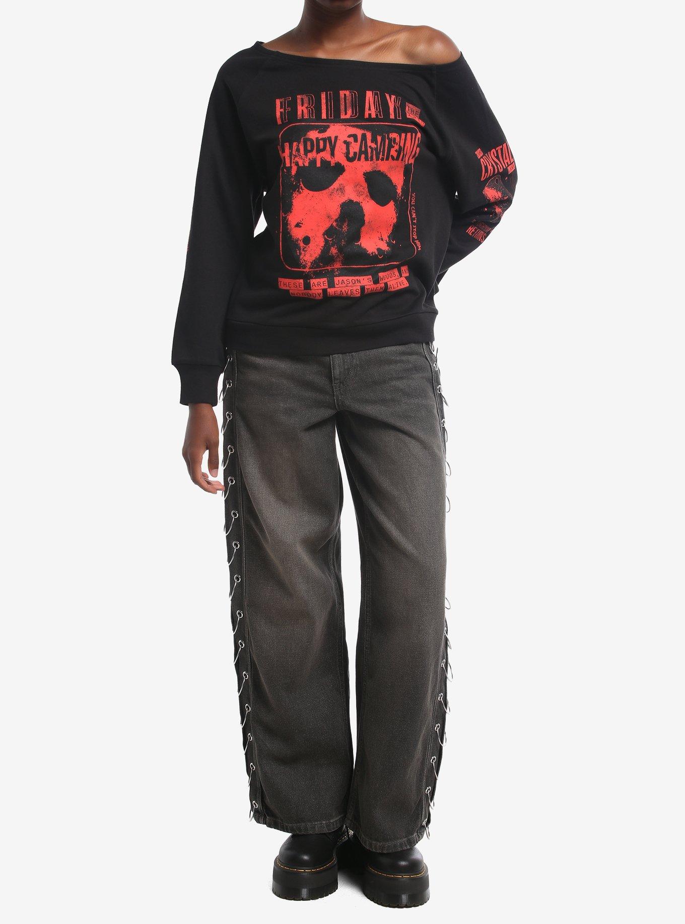 Friday The 13th Happy Camping Off-Shoulder Girls Sweatshirt, , hi-res