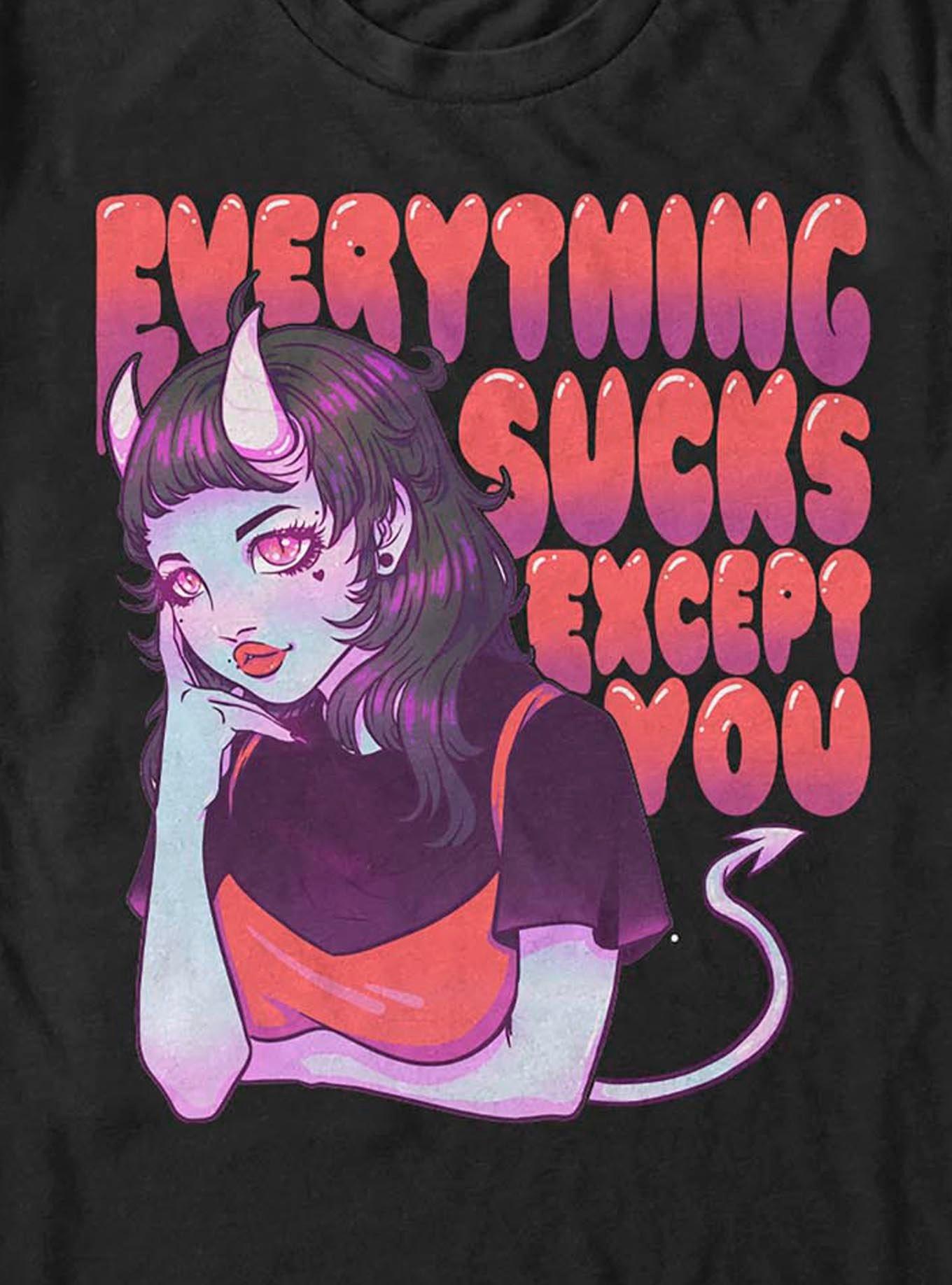 Kawaii Demon Girl T-Shirt, BLACK, alternate