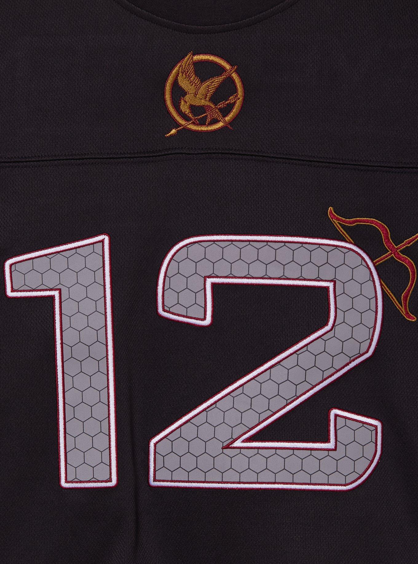 The Hunger Games Katniss Everdeen Women's Cropped Football Jersey - BoxLunch Exclusive, RED, alternate - view 3