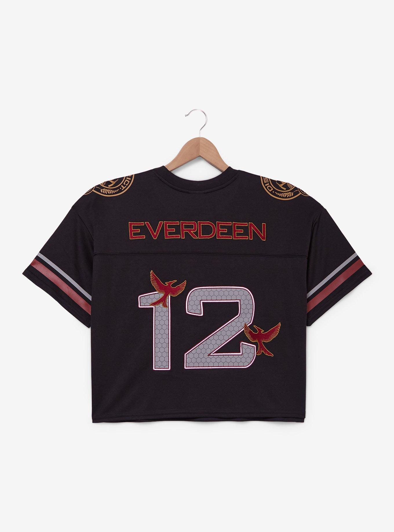 The Hunger Games Katniss Everdeen Women's Plus Size Cropped Football Jersey - BoxLunch Exclusive, RED, alternate - view 2