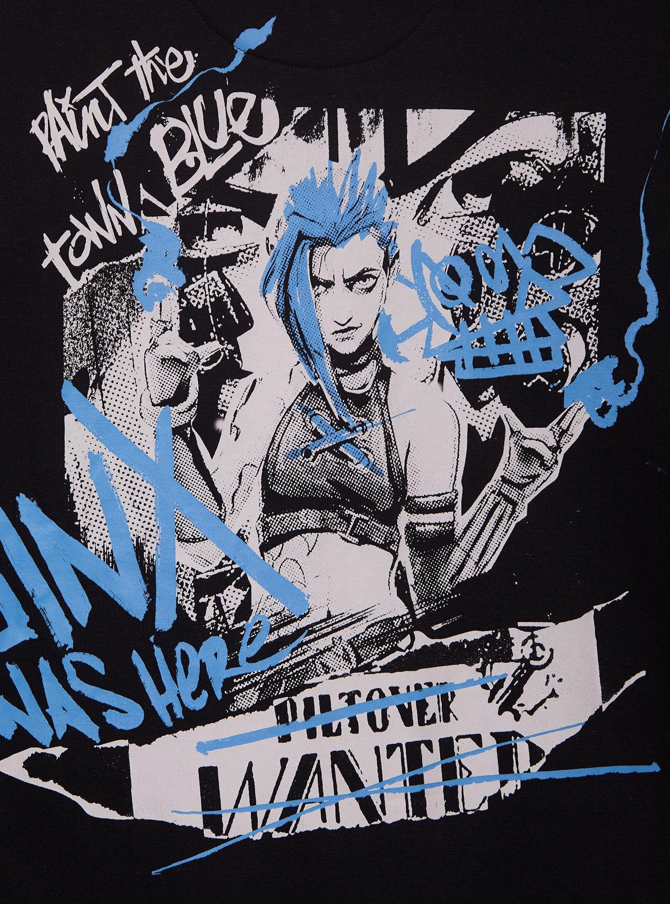 League of Legends Arcane Jinx Graffiti Zippered Hoodie - BoxLunch Exclusive, BLACK, alternate - view 4