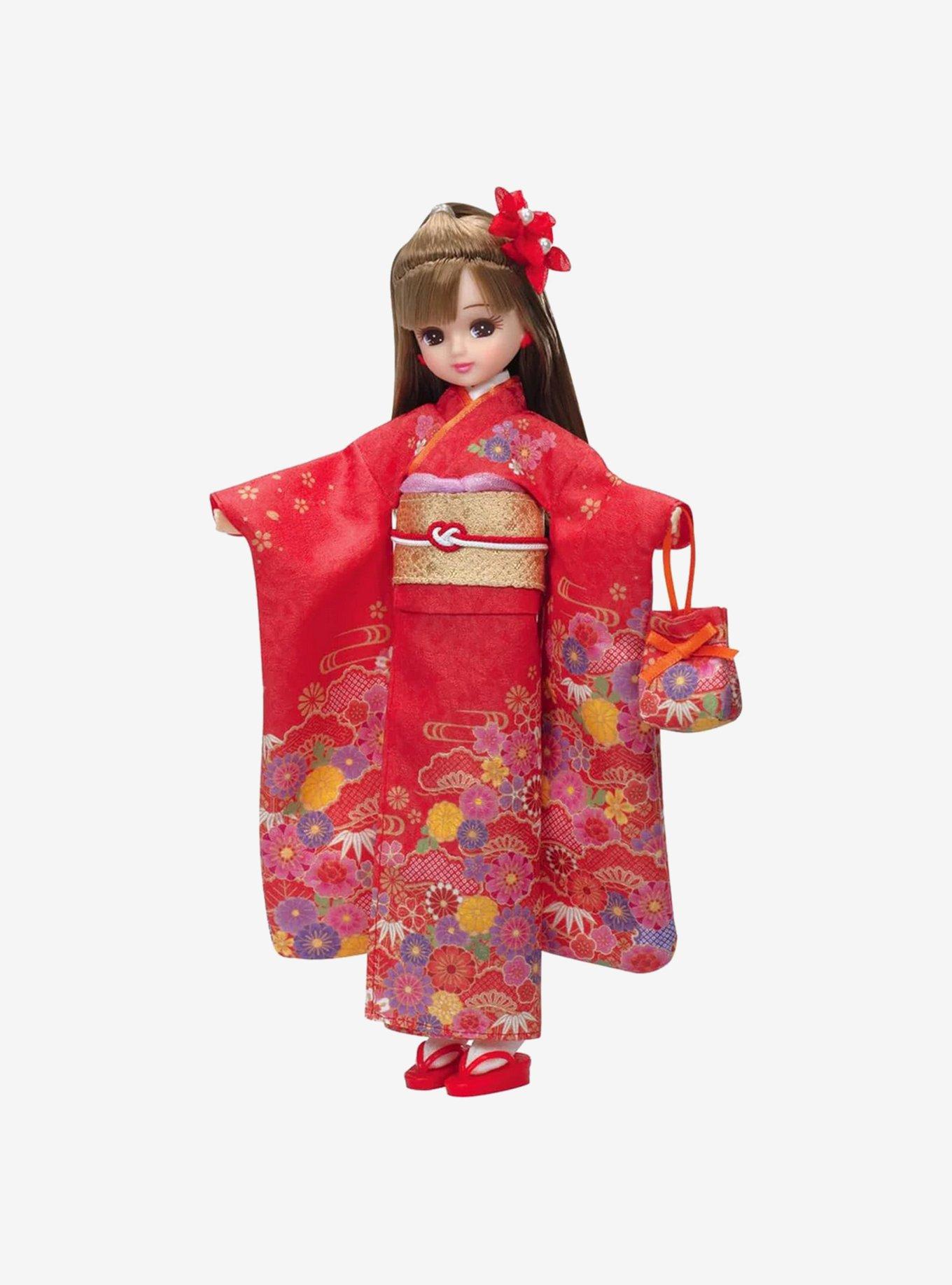 Licca Chan Red Kimono Doll, , hi-res