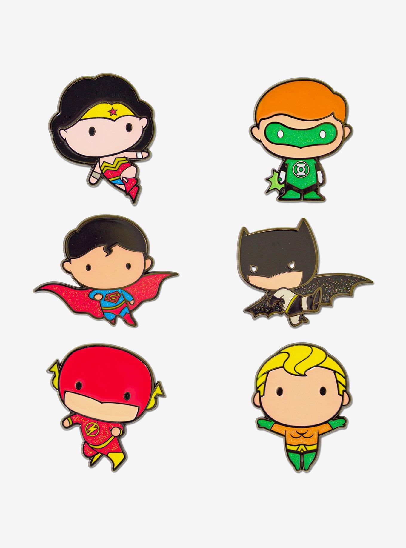 DC Comics Justice League Chibi Superheroes Mystery Enamel Pin Blind Box Series 2 Pack, , alternate