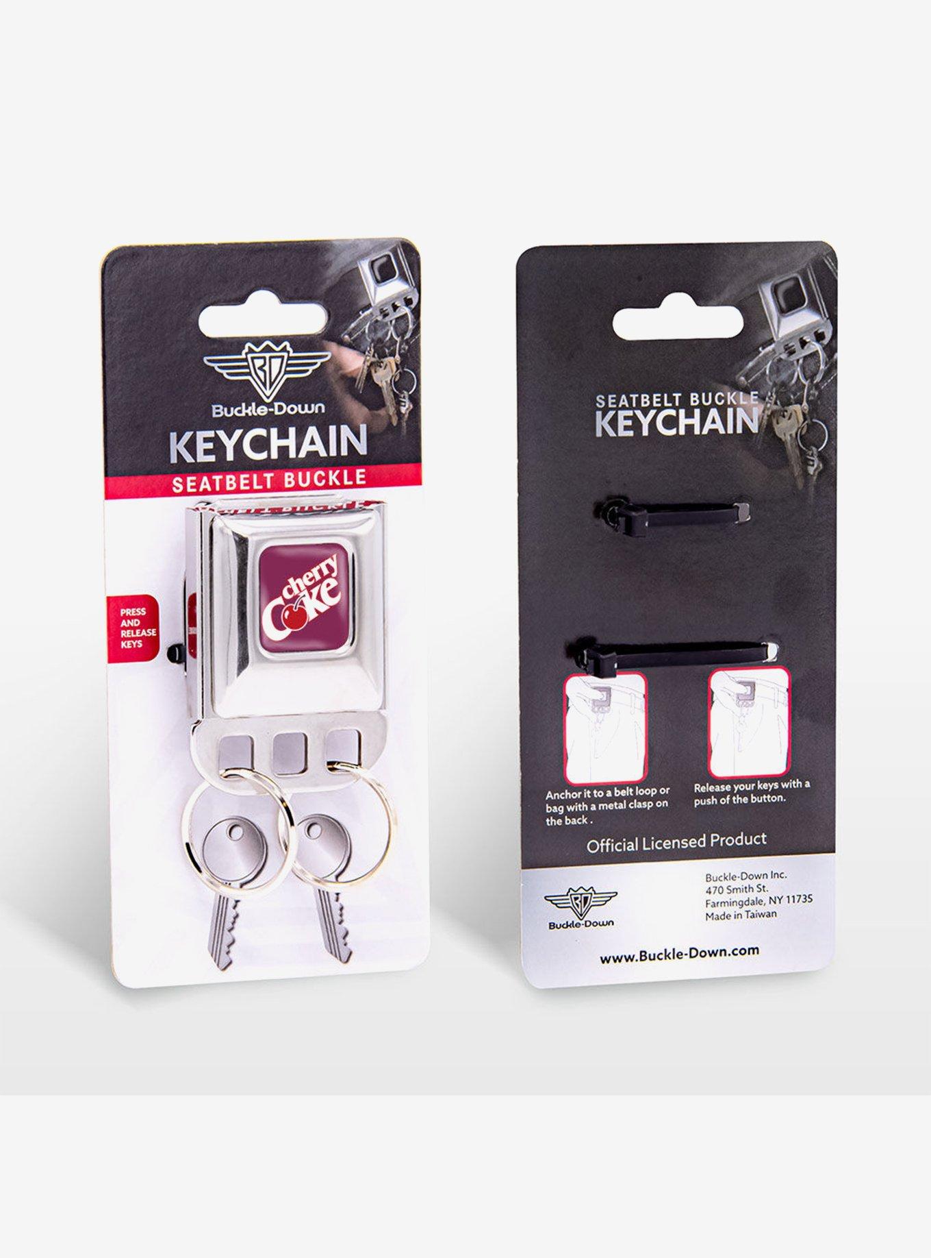 Coca-Cola Cherry Coke Logo Burgundy Seatbelt Buckle Keychain, , alternate