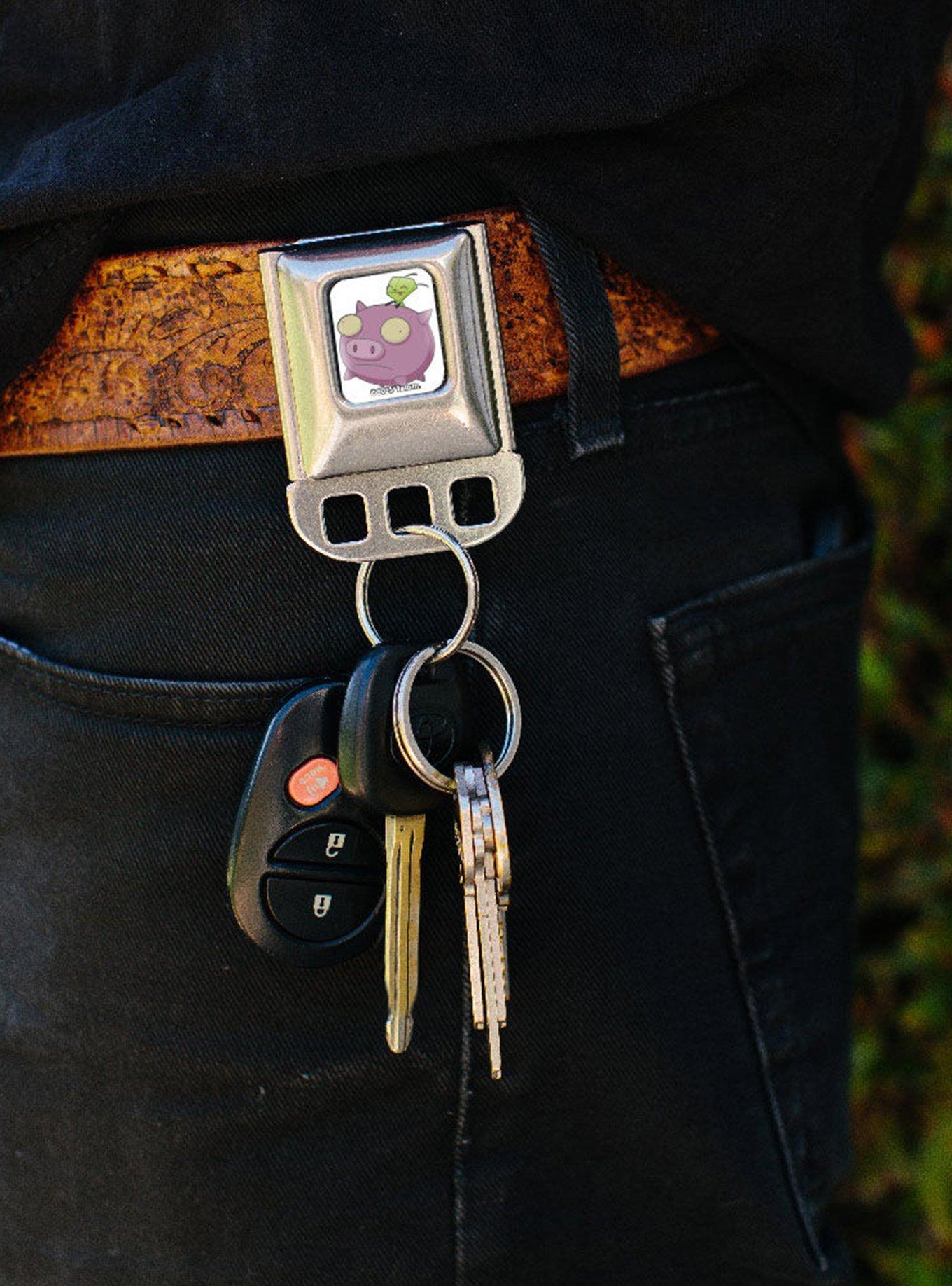 Invader Zim GIR and Piggy Flying Pose Seatbelt Buckle Keychain, , alternate