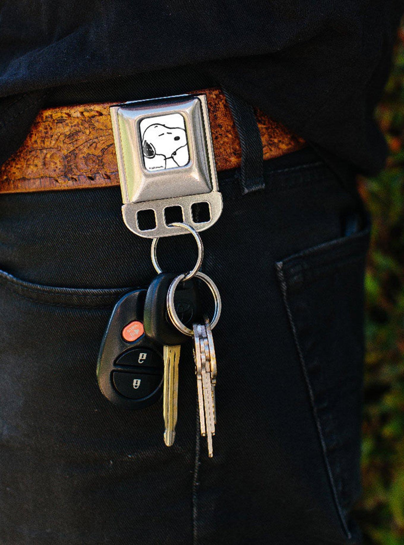 Peanuts Snoopy Face Seatbelt Buckle Keychain, , alternate